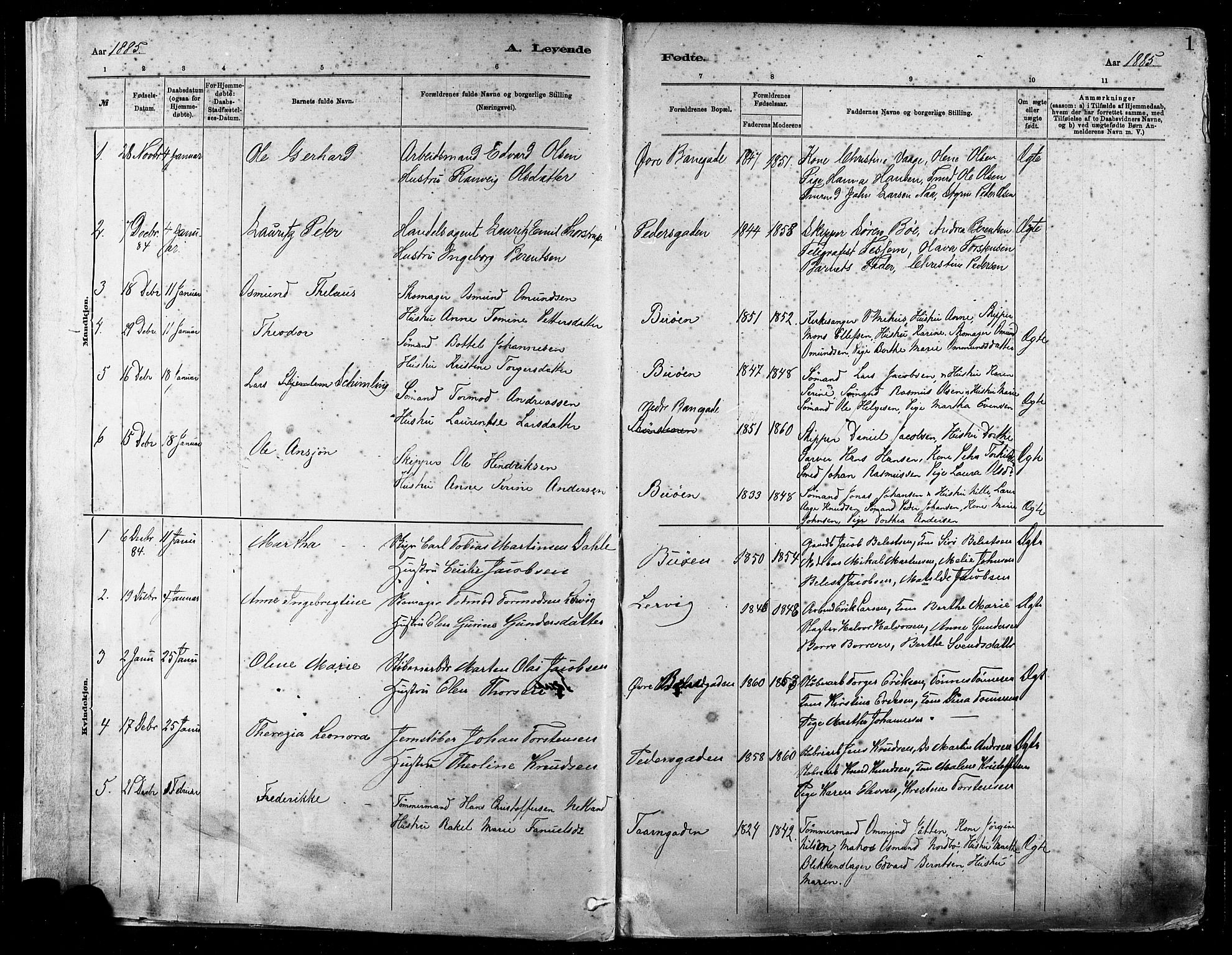 St. Johannes sokneprestkontor, SAST/A-101814/001/30/30BA/L0001: Parish register (official) no. A 1, 1885-1891, p. 1