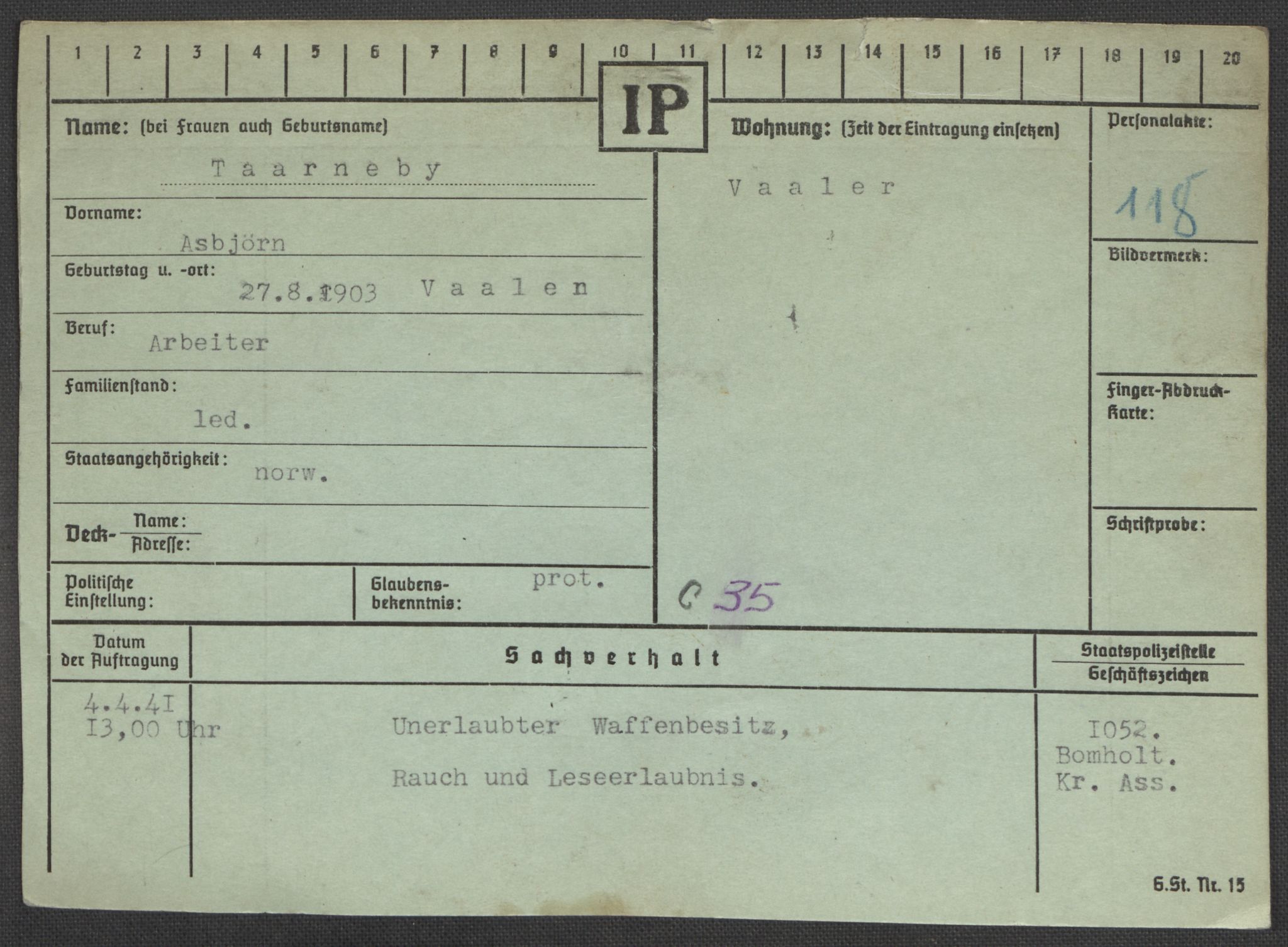 Befehlshaber der Sicherheitspolizei und des SD, AV/RA-RAFA-5969/E/Ea/Eaa/L0010: Register over norske fanger i Møllergata 19: Sø-Å, 1940-1945, p. 602