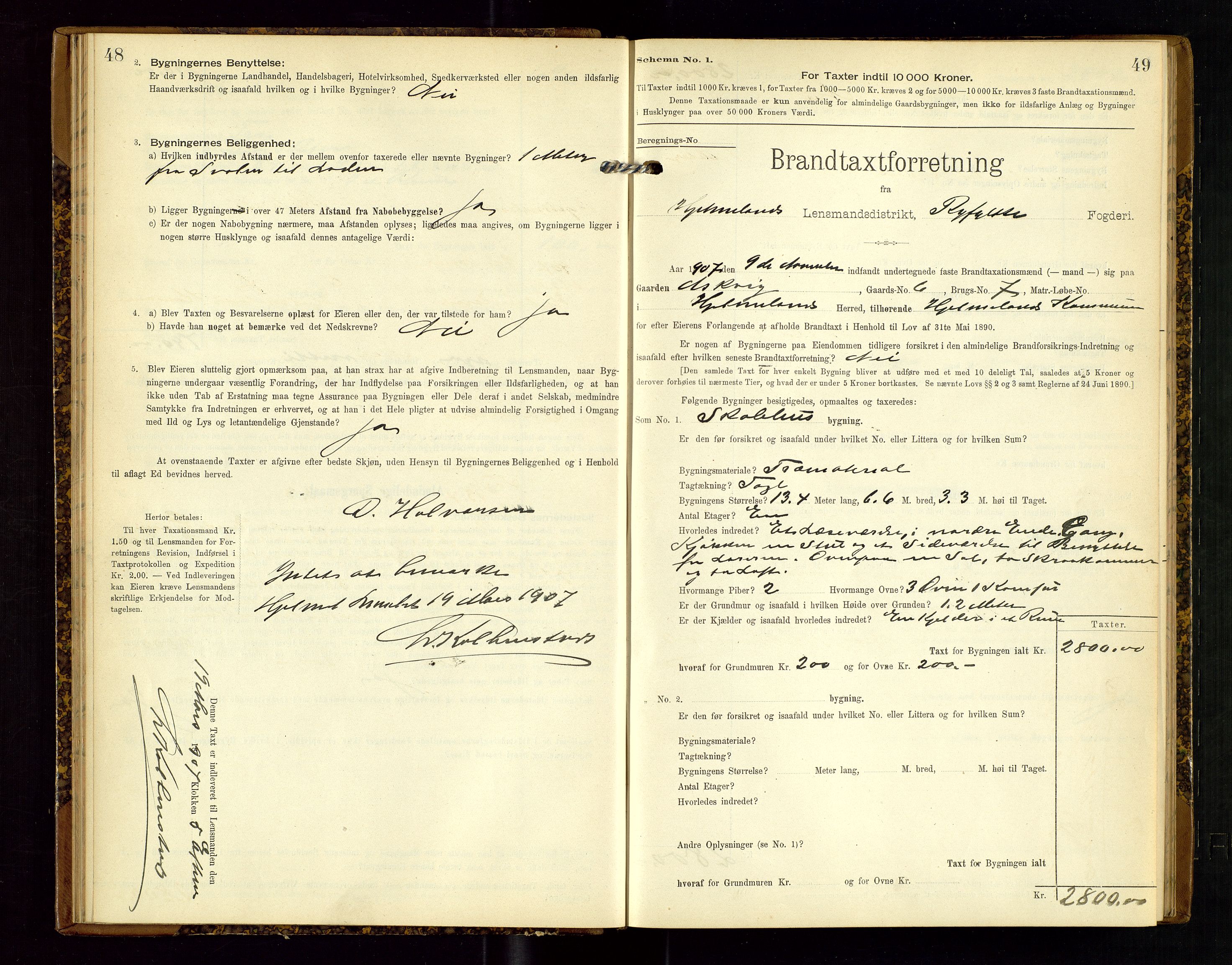 Hjelmeland lensmannskontor, AV/SAST-A-100439/Gob/L0002: "Brandtaxationsprotokol", 1904-1920, p. 48-49