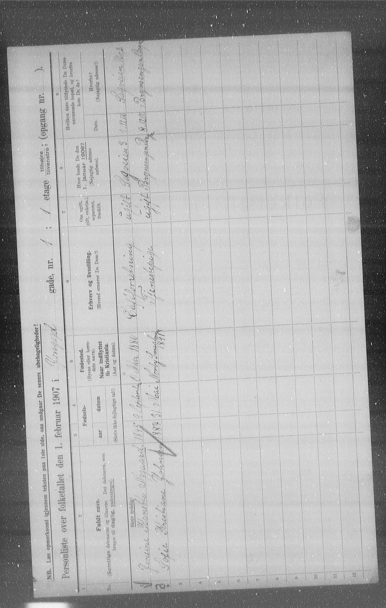 OBA, Municipal Census 1907 for Kristiania, 1907, p. 65329