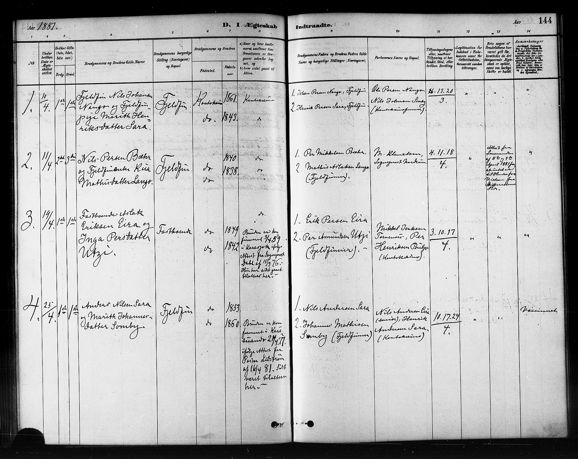 Kautokeino sokneprestembete, SATØ/S-1340/H/Hb/L0002.klokk: Parish register (copy) no. 2, 1877-1896, p. 144