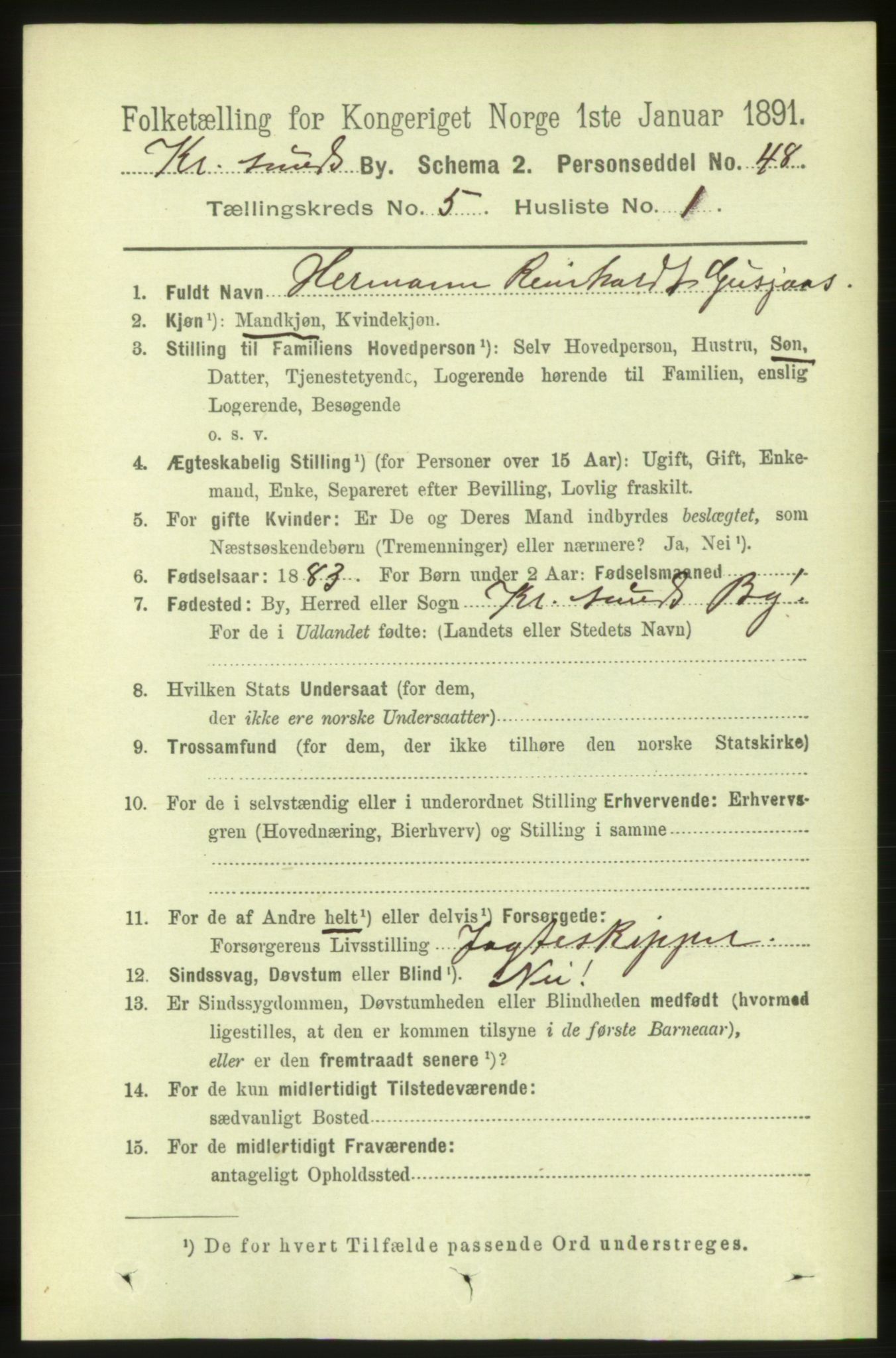 RA, 1891 census for 1503 Kristiansund, 1891, p. 4298