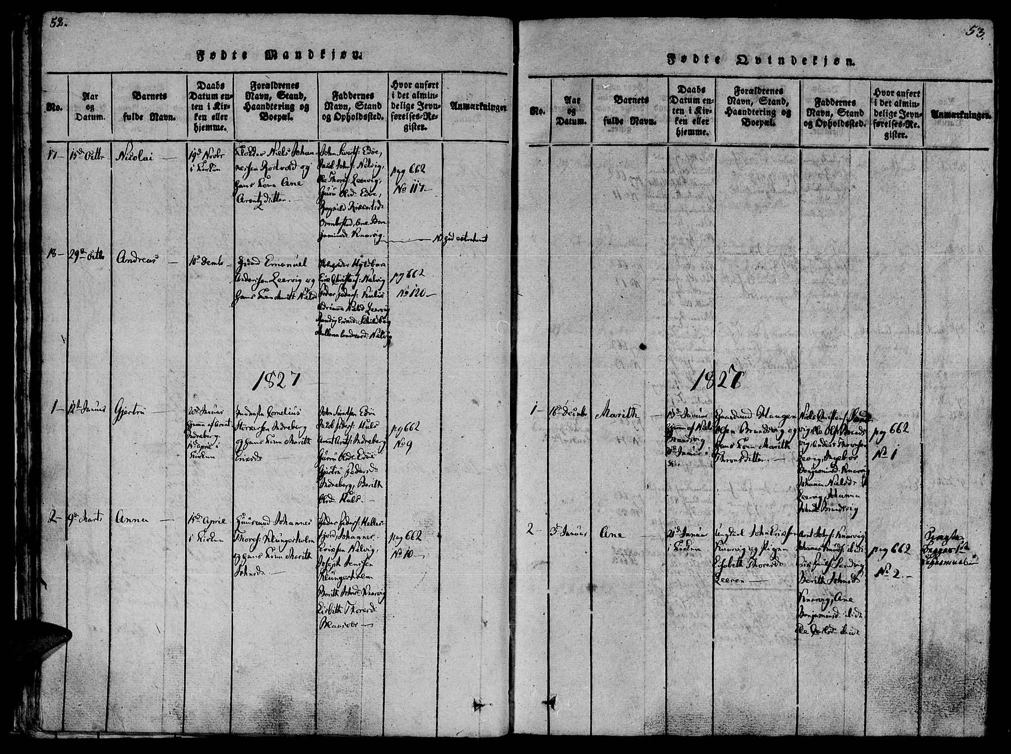 Ministerialprotokoller, klokkerbøker og fødselsregistre - Møre og Romsdal, AV/SAT-A-1454/581/L0933: Parish register (official) no. 581A03 /1, 1819-1836, p. 52-53