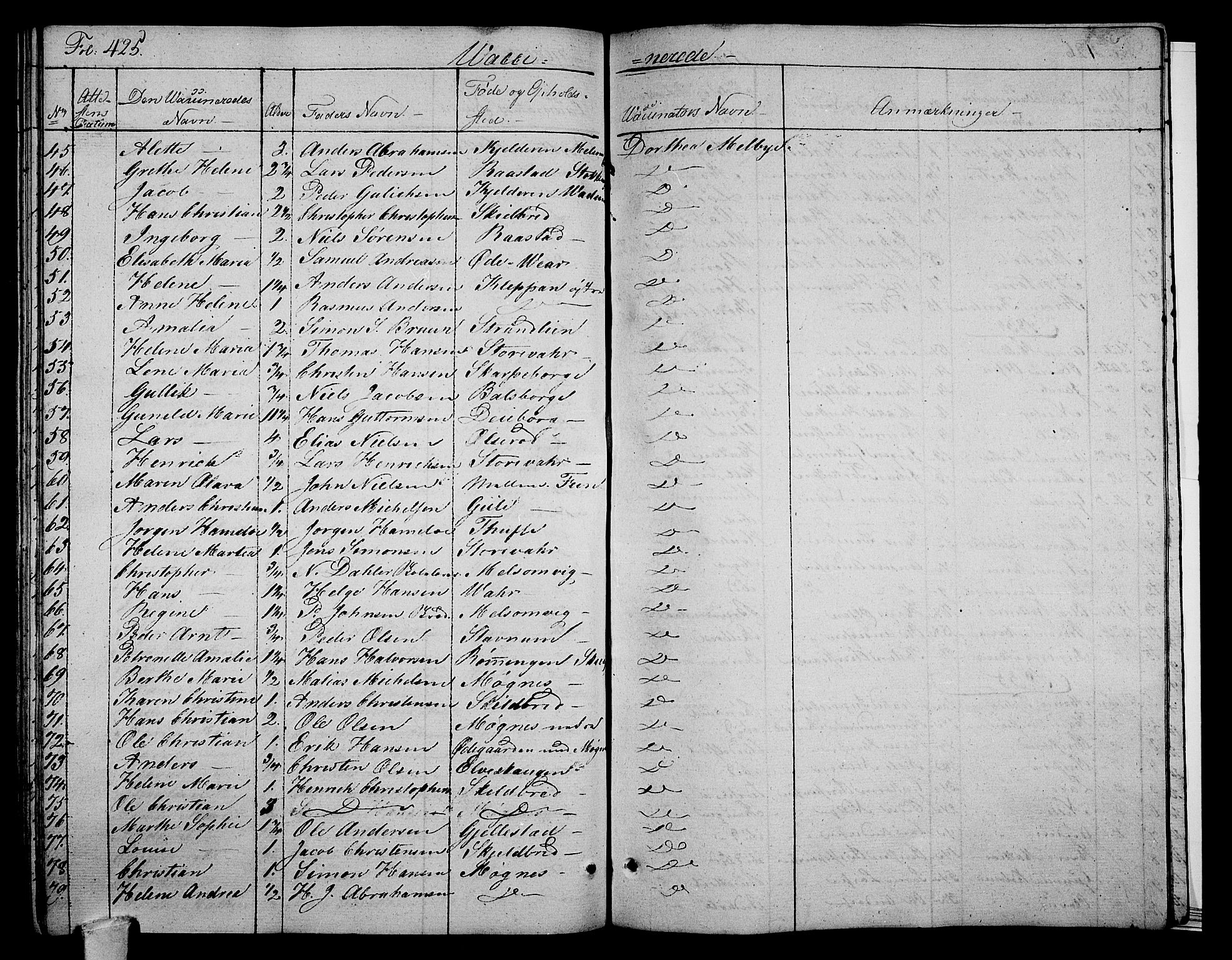 Stokke kirkebøker, AV/SAKO-A-320/F/Fa/L0006: Parish register (official) no. I 6, 1826-1843, p. 425