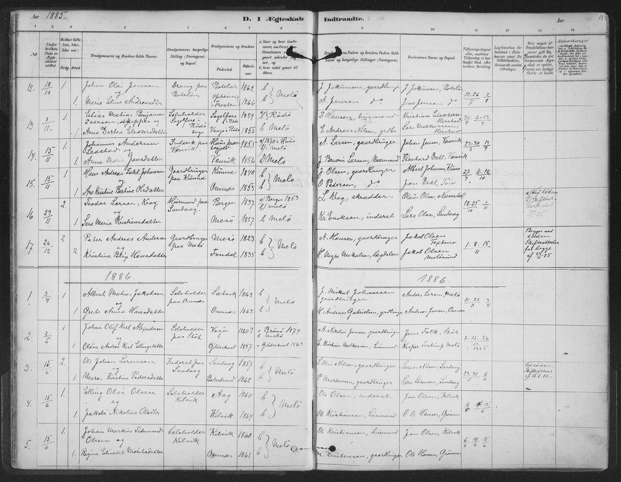 Ministerialprotokoller, klokkerbøker og fødselsregistre - Nordland, SAT/A-1459/843/L0627: Parish register (official) no. 843A02, 1878-1908, p. 18