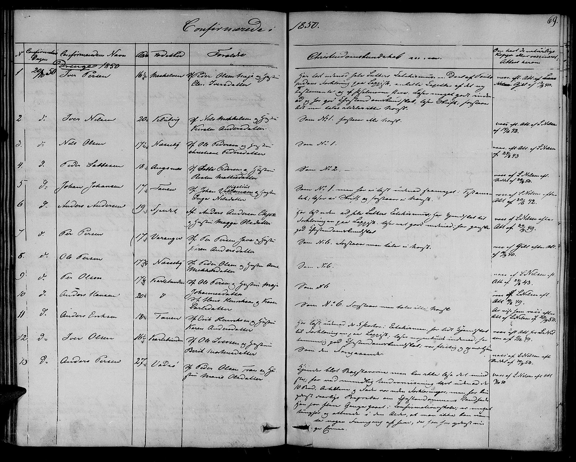 Nesseby sokneprestkontor, SATØ/S-1330/H/Ha/L0001kirke: Parish register (official) no. 1, 1838-1855, p. 69