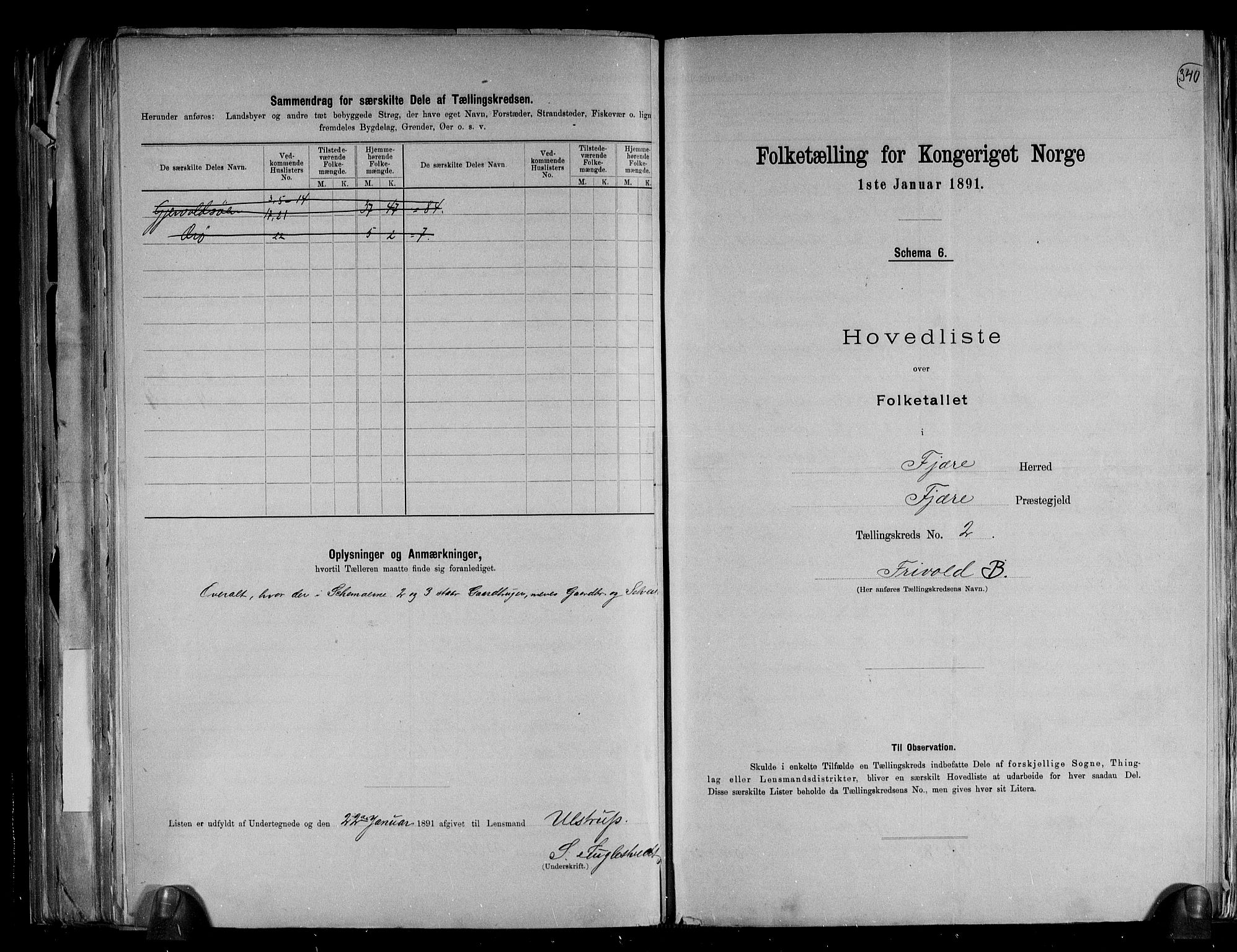 RA, 1891 census for 0923 Fjære, 1891, p. 7