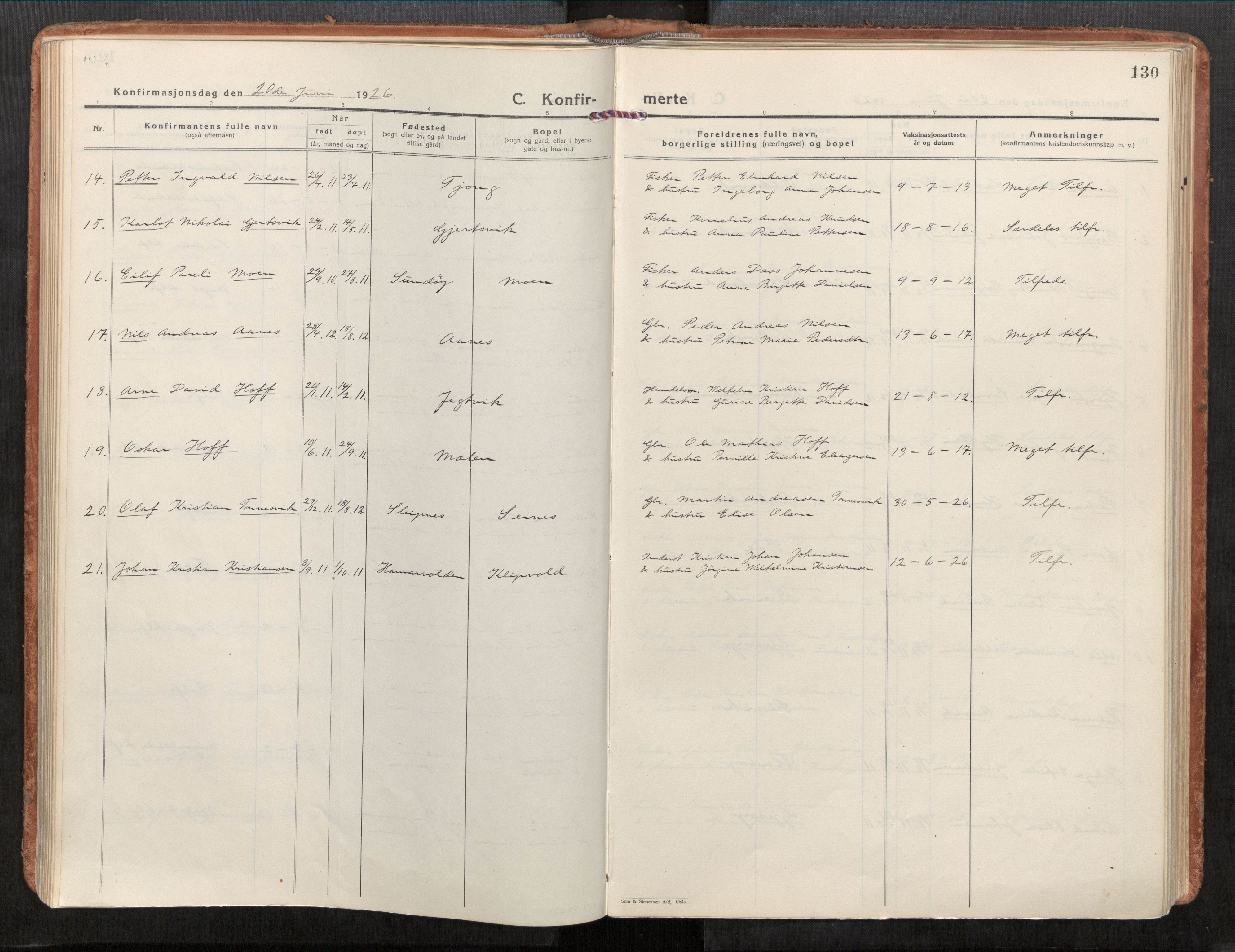 Rødøy sokneprestkontor, AV/SAT-A-4397/2/H/Ha/Haa/L0001: Parish register (official) no. 1, 1926-1941, p. 130