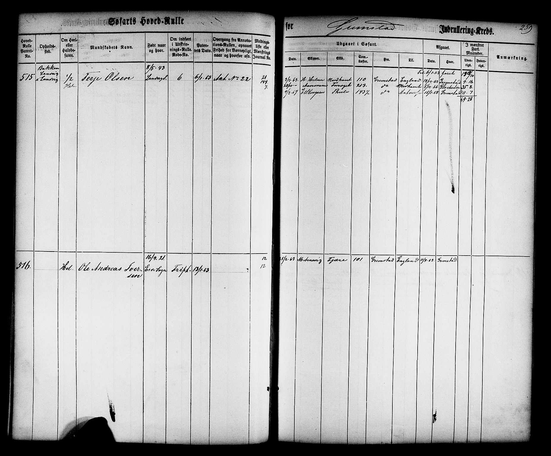 Grimstad mønstringskrets, AV/SAK-2031-0013/F/Fb/L0008: Hovedrulle nr 1-766, V-21, 1860-1869, p. 271