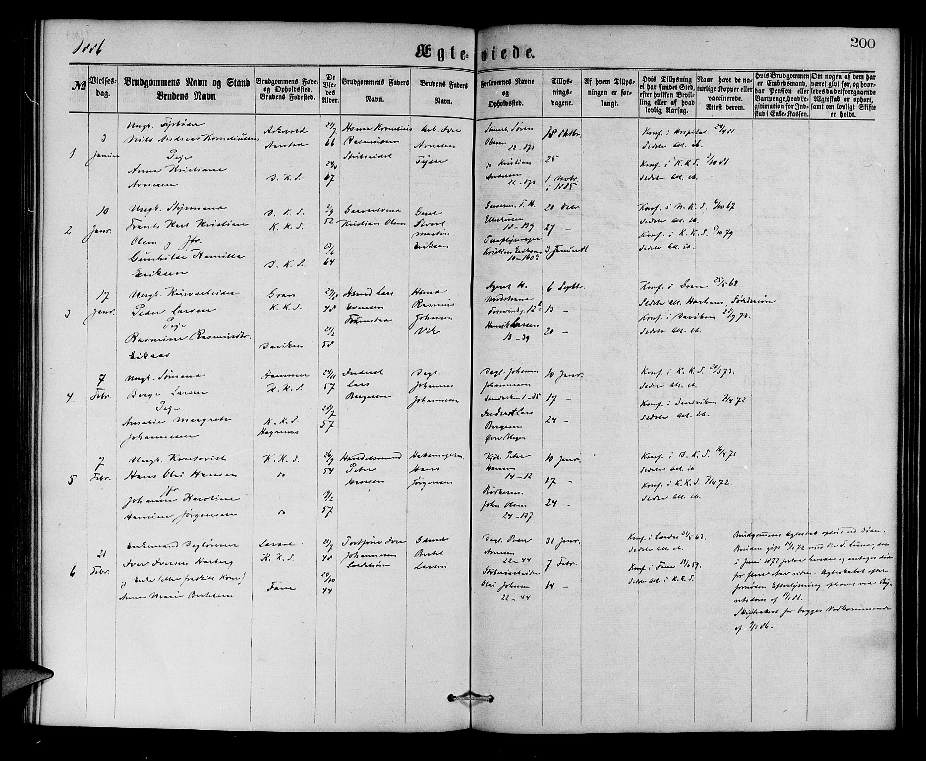 Korskirken sokneprestembete, SAB/A-76101/H/Hab: Parish register (copy) no. D 2, 1867-1886, p. 200