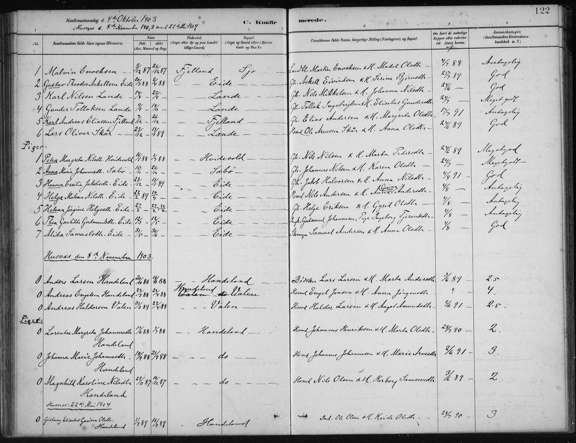 Fjelberg sokneprestembete, AV/SAB-A-75201/H/Haa: Parish register (official) no. C  1, 1879-1918, p. 122