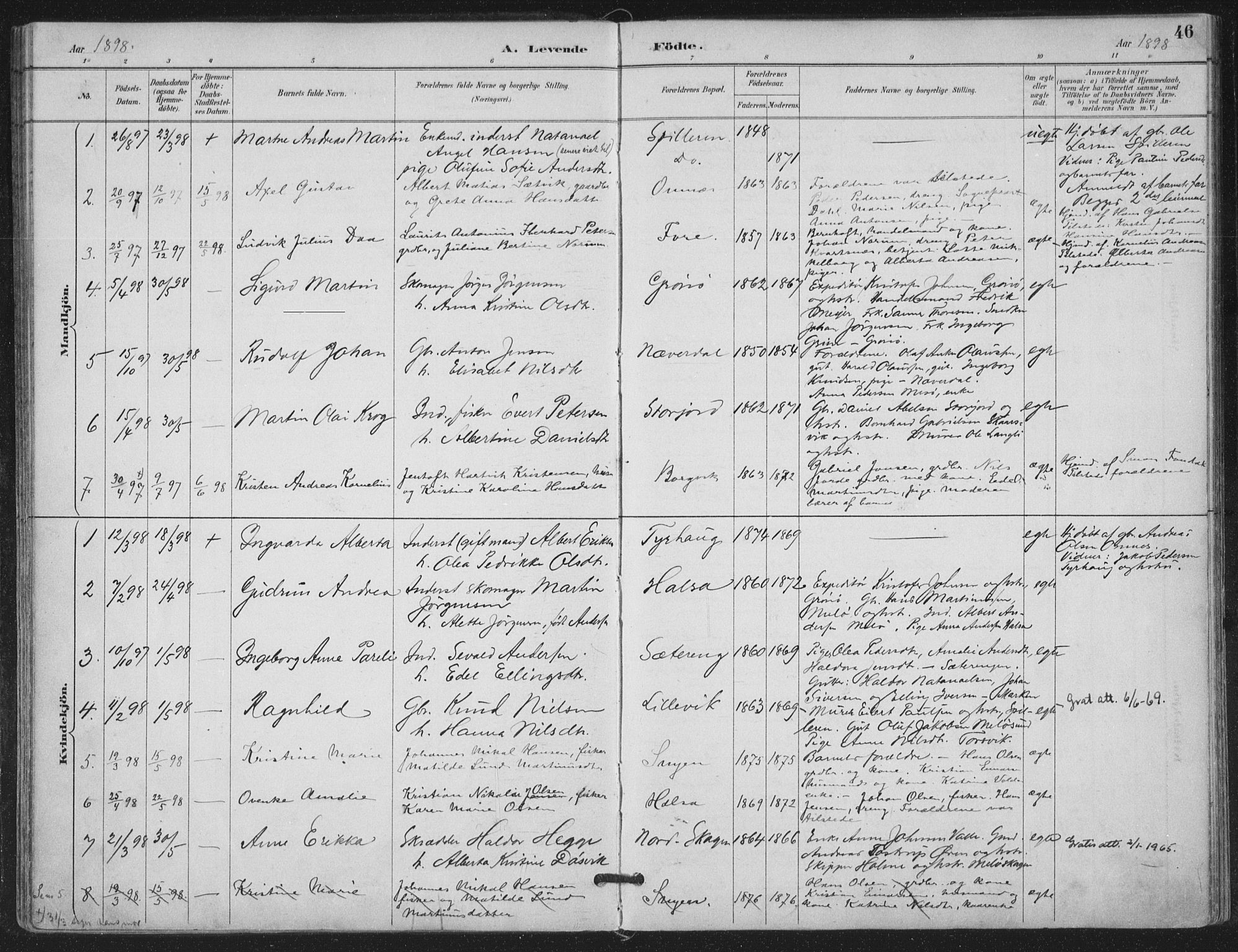Ministerialprotokoller, klokkerbøker og fødselsregistre - Nordland, SAT/A-1459/843/L0628: Parish register (official) no. 843A03, 1889-1907, p. 46