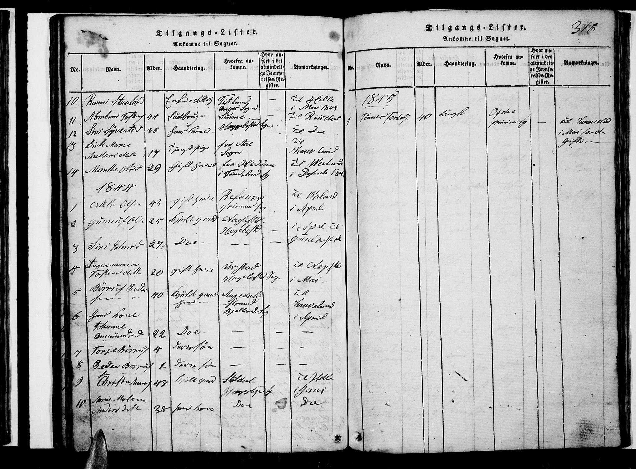 Nord-Audnedal sokneprestkontor, AV/SAK-1111-0032/F/Fb/Fba/L0001: Parish register (copy) no. B 1, 1815-1856, p. 316