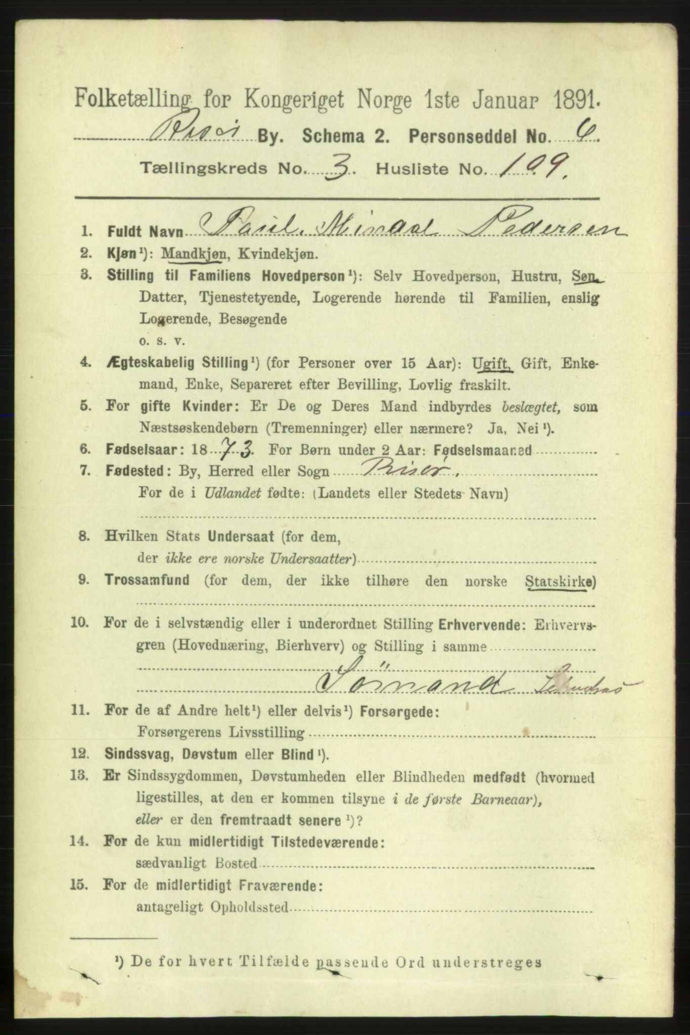 RA, 1891 census for 0901 Risør, 1891, p. 3970