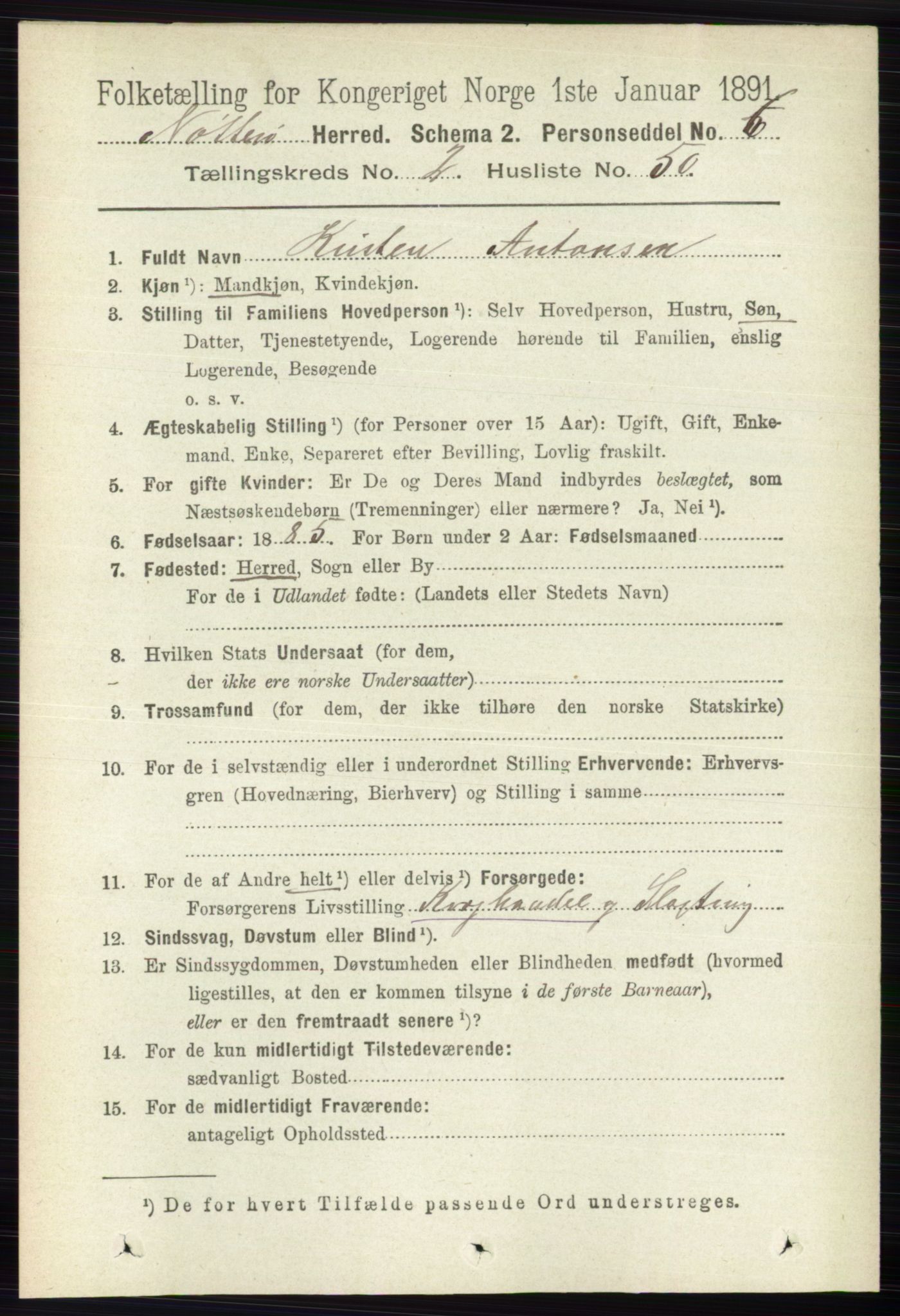 RA, 1891 census for 0722 Nøtterøy, 1891, p. 1182