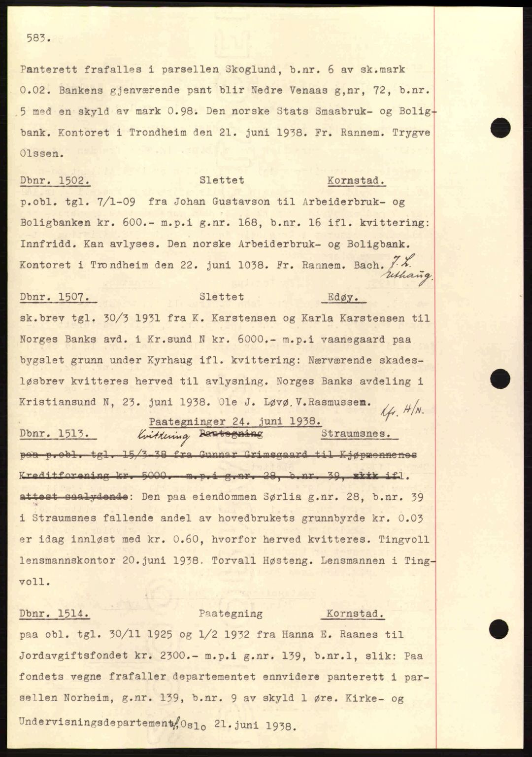 Nordmøre sorenskriveri, AV/SAT-A-4132/1/2/2Ca: Mortgage book no. C80, 1936-1939, Diary no: : 1502/1938