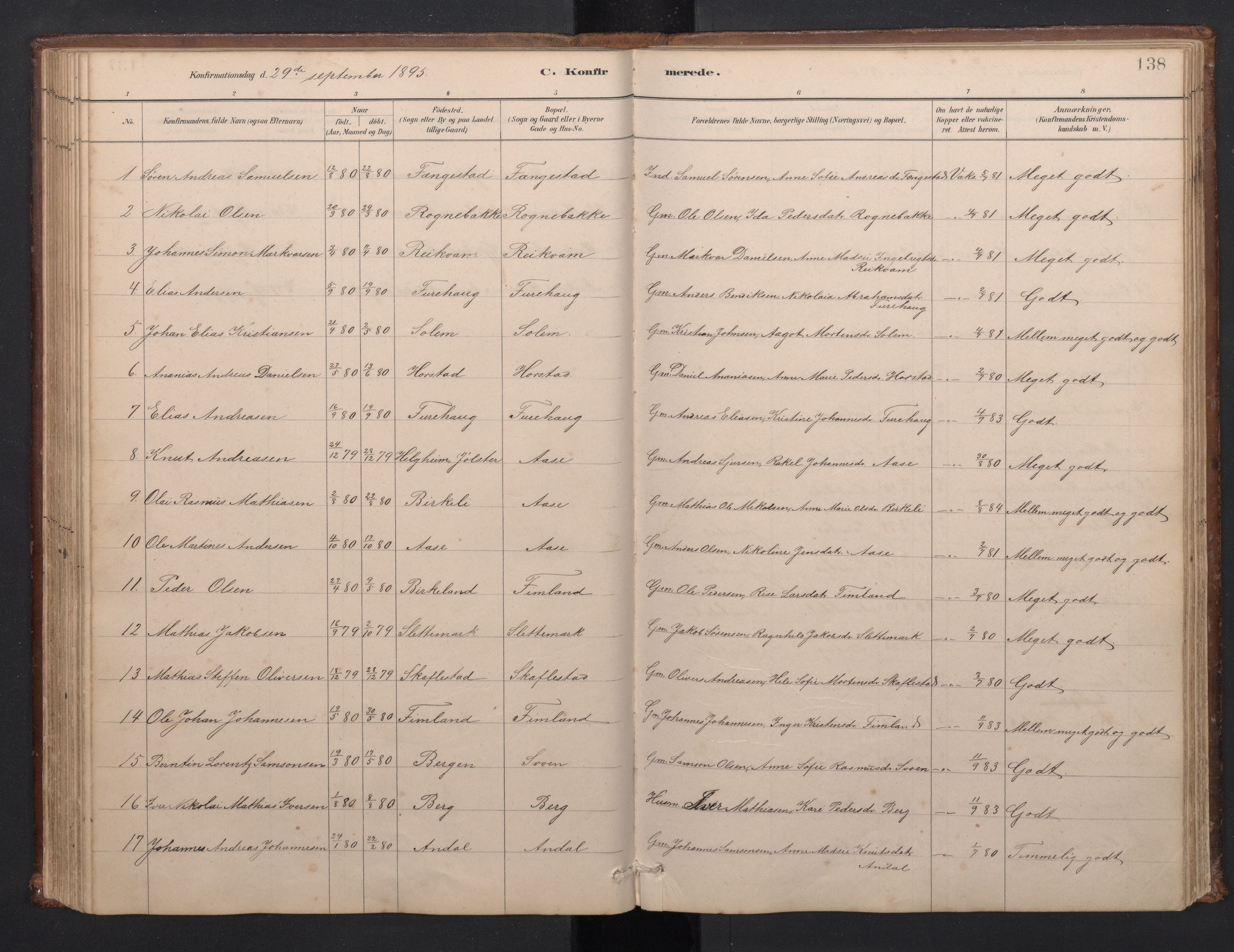 Førde sokneprestembete, SAB/A-79901/H/Hab/Habd/L0003: Parish register (copy) no. D 3, 1881-1897, p. 137b-138a