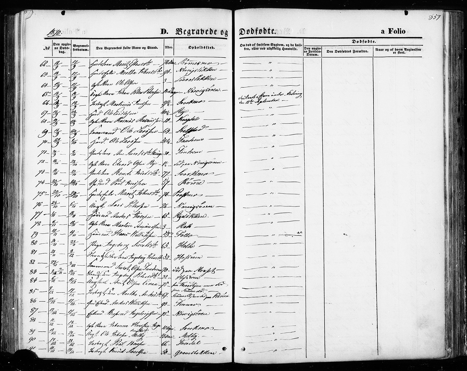 Ministerialprotokoller, klokkerbøker og fødselsregistre - Sør-Trøndelag, SAT/A-1456/668/L0807: Parish register (official) no. 668A07, 1870-1880, p. 357