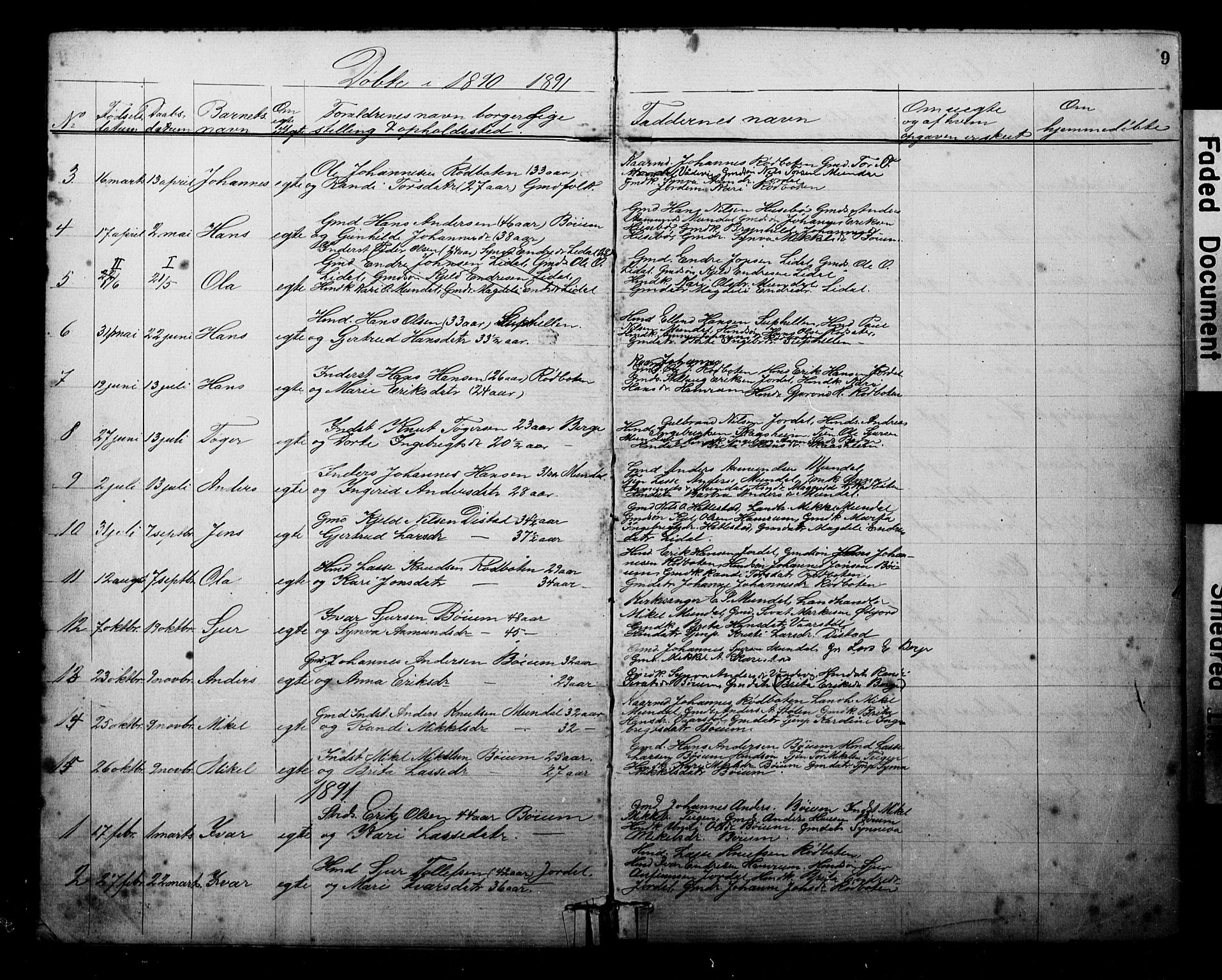 Balestrand sokneprestembete, SAB/A-79601: Parish register (copy) no. B 1A, 1880-1916, p. 9