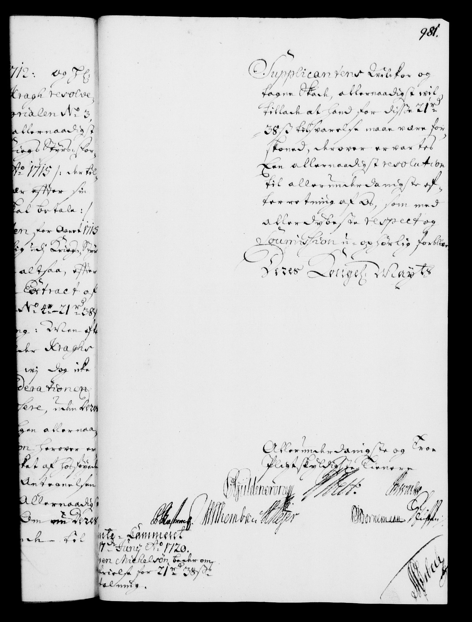 Rentekammeret, Kammerkanselliet, RA/EA-3111/G/Gf/Gfa/L0002: Norsk relasjons- og resolusjonsprotokoll (merket RK 52.2), 1720, p. 952