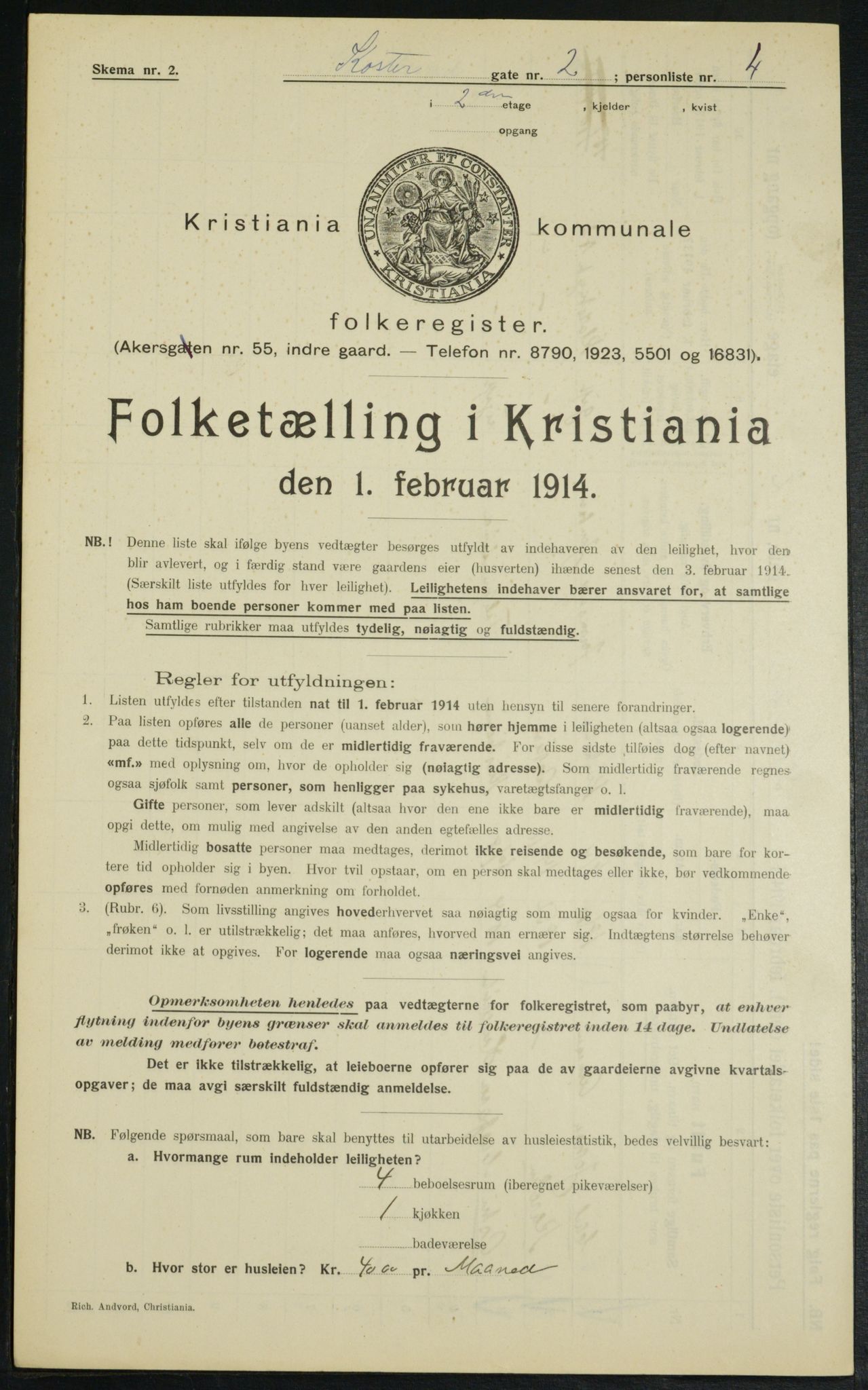 OBA, Municipal Census 1914 for Kristiania, 1914, p. 52024