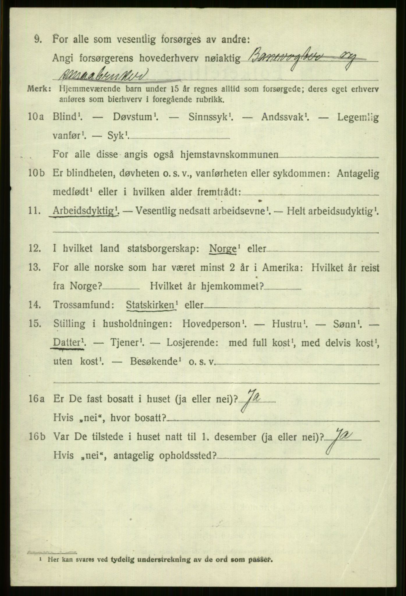 SAB, 1920 census for Voss, 1920, p. 19924