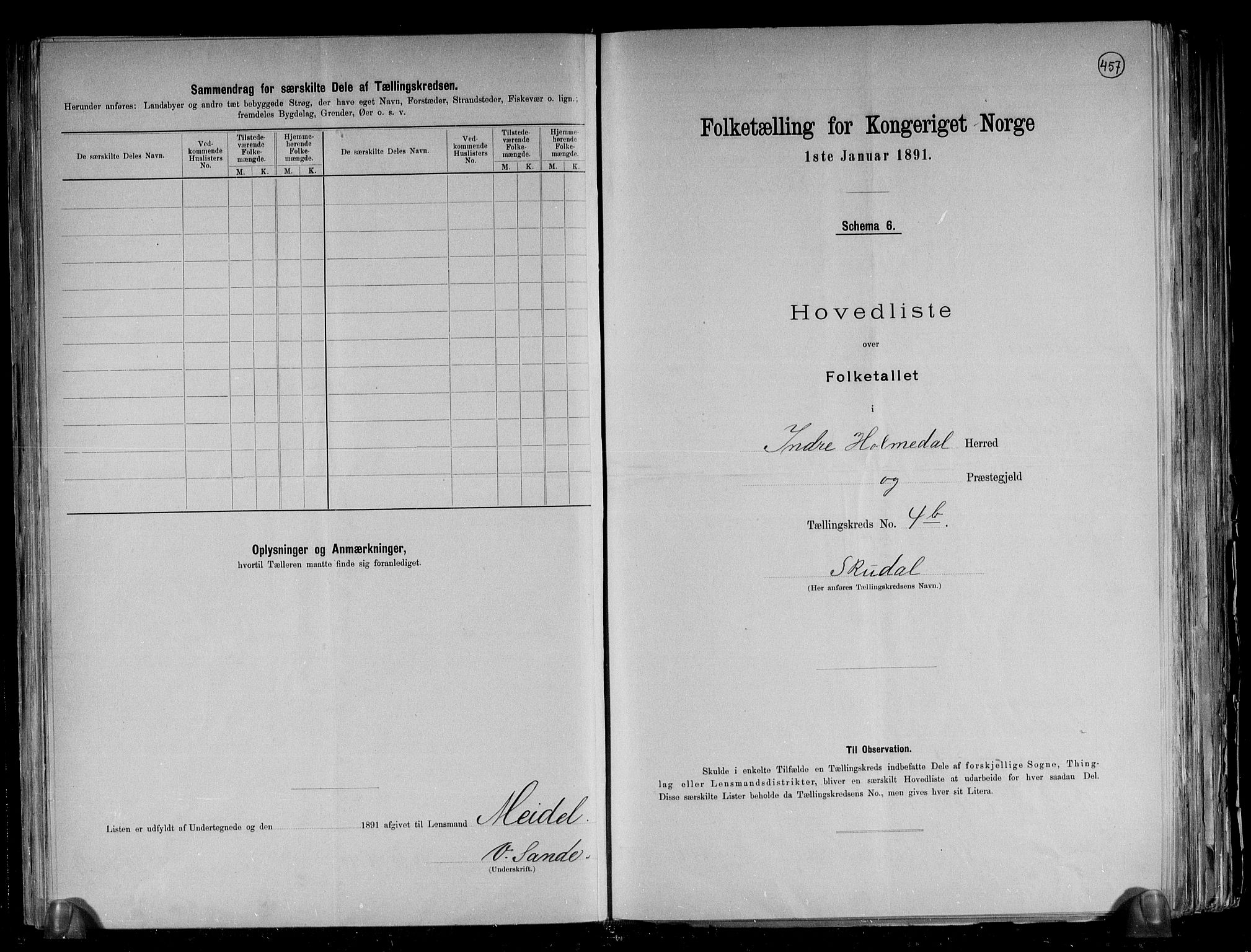 RA, 1891 census for 1430 Indre Holmedal, 1891, p. 12