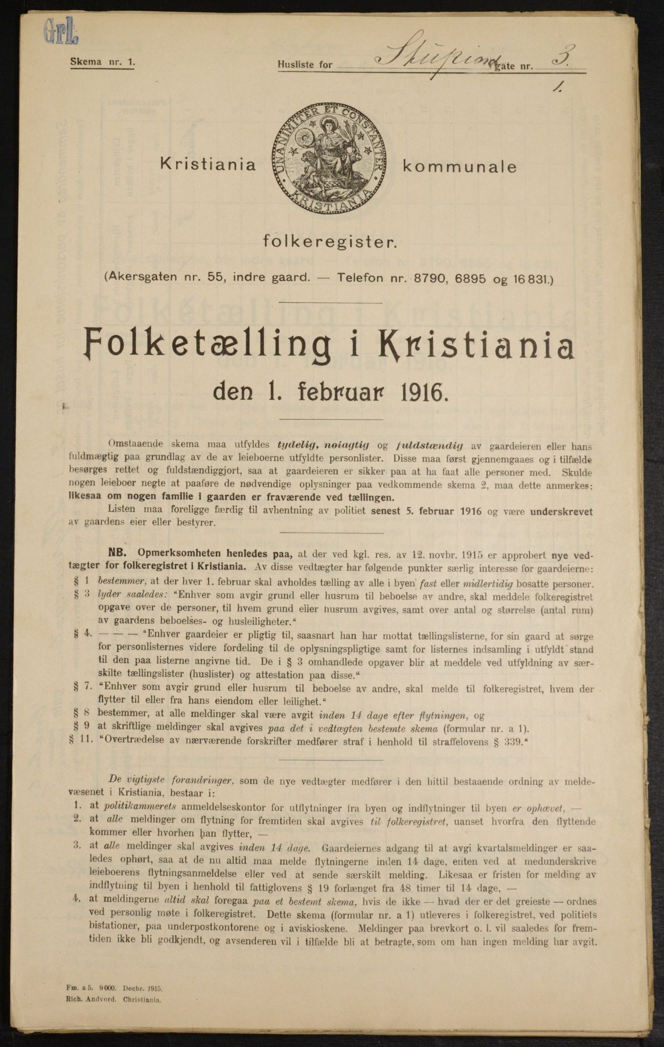 OBA, Municipal Census 1916 for Kristiania, 1916, p. 107299