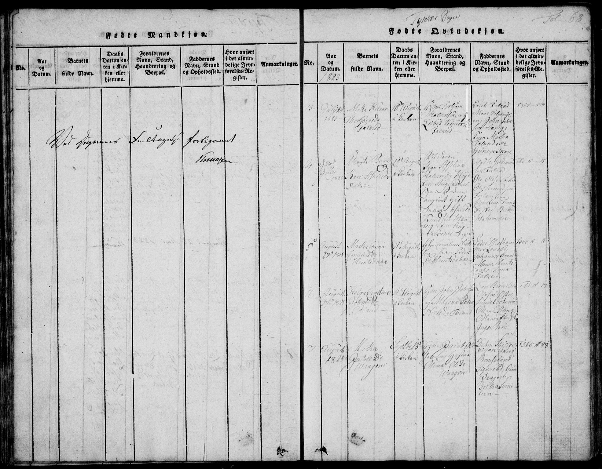 Skjold sokneprestkontor, AV/SAST-A-101847/H/Ha/Hab/L0002: Parish register (copy) no. B 2 /1, 1815-1830, p. 68