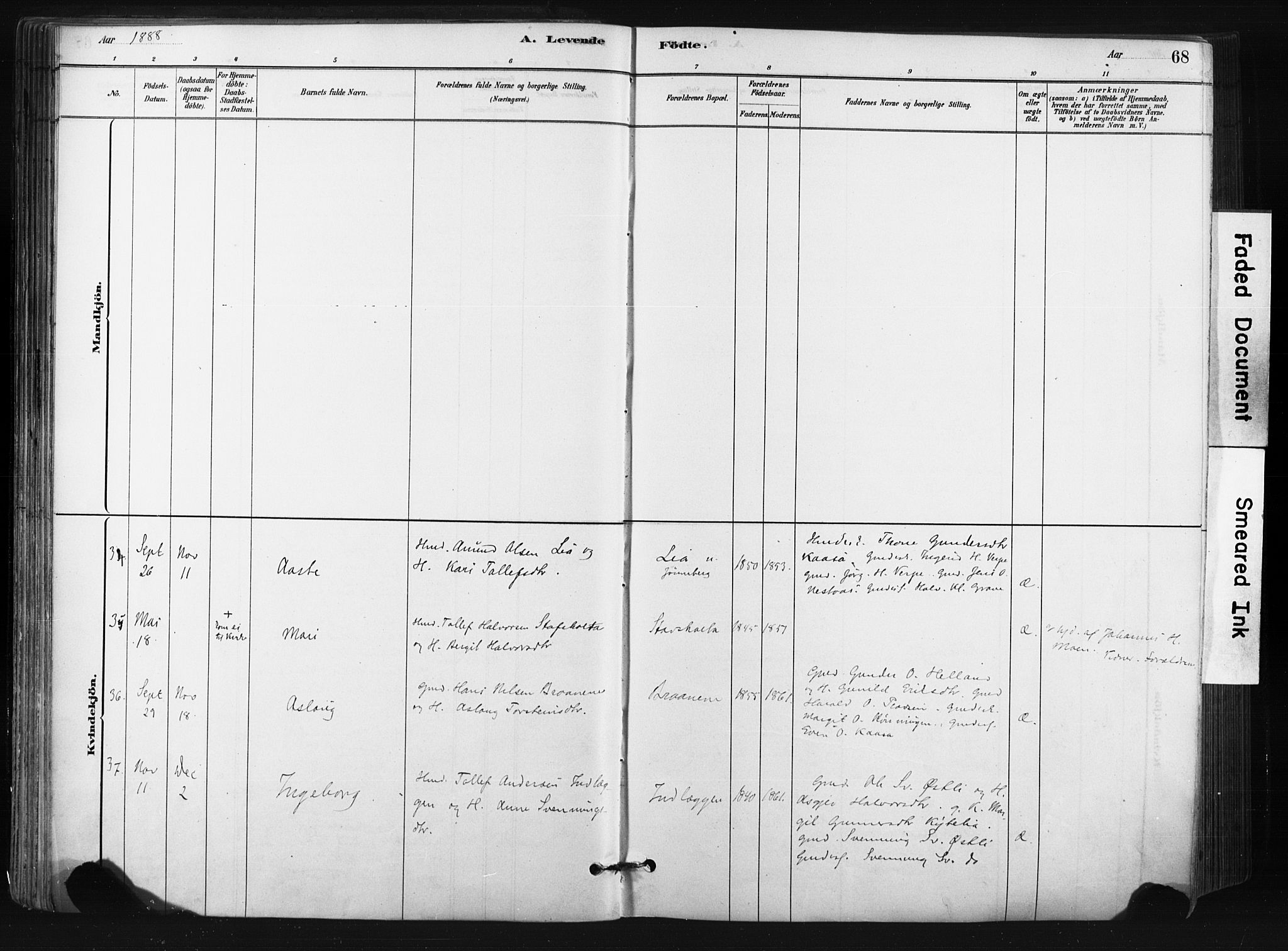 Bø kirkebøker, SAKO/A-257/F/Fa/L0010: Parish register (official) no. 10, 1880-1892, p. 68