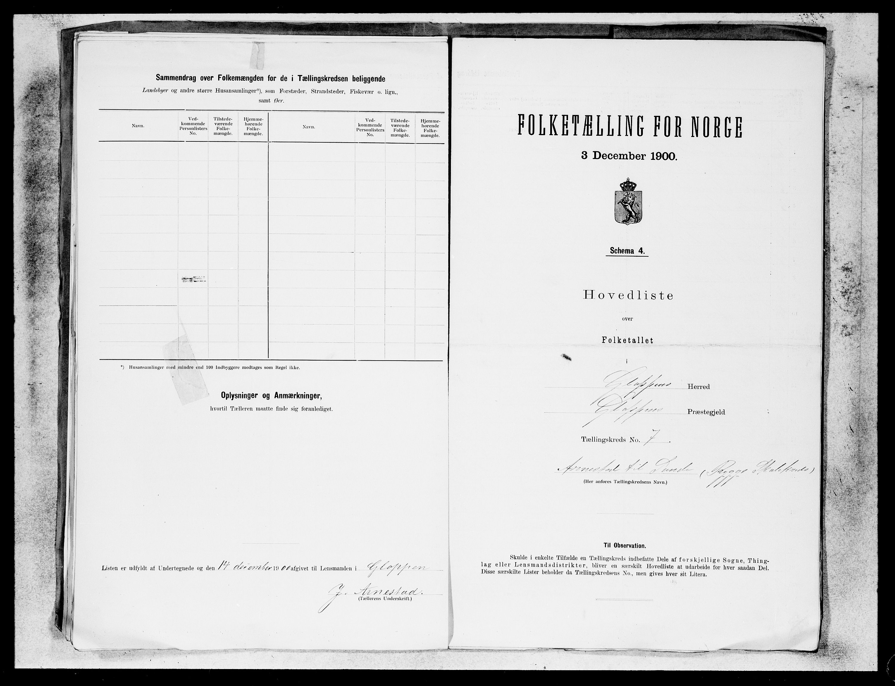 SAB, 1900 census for Gloppen, 1900, p. 13