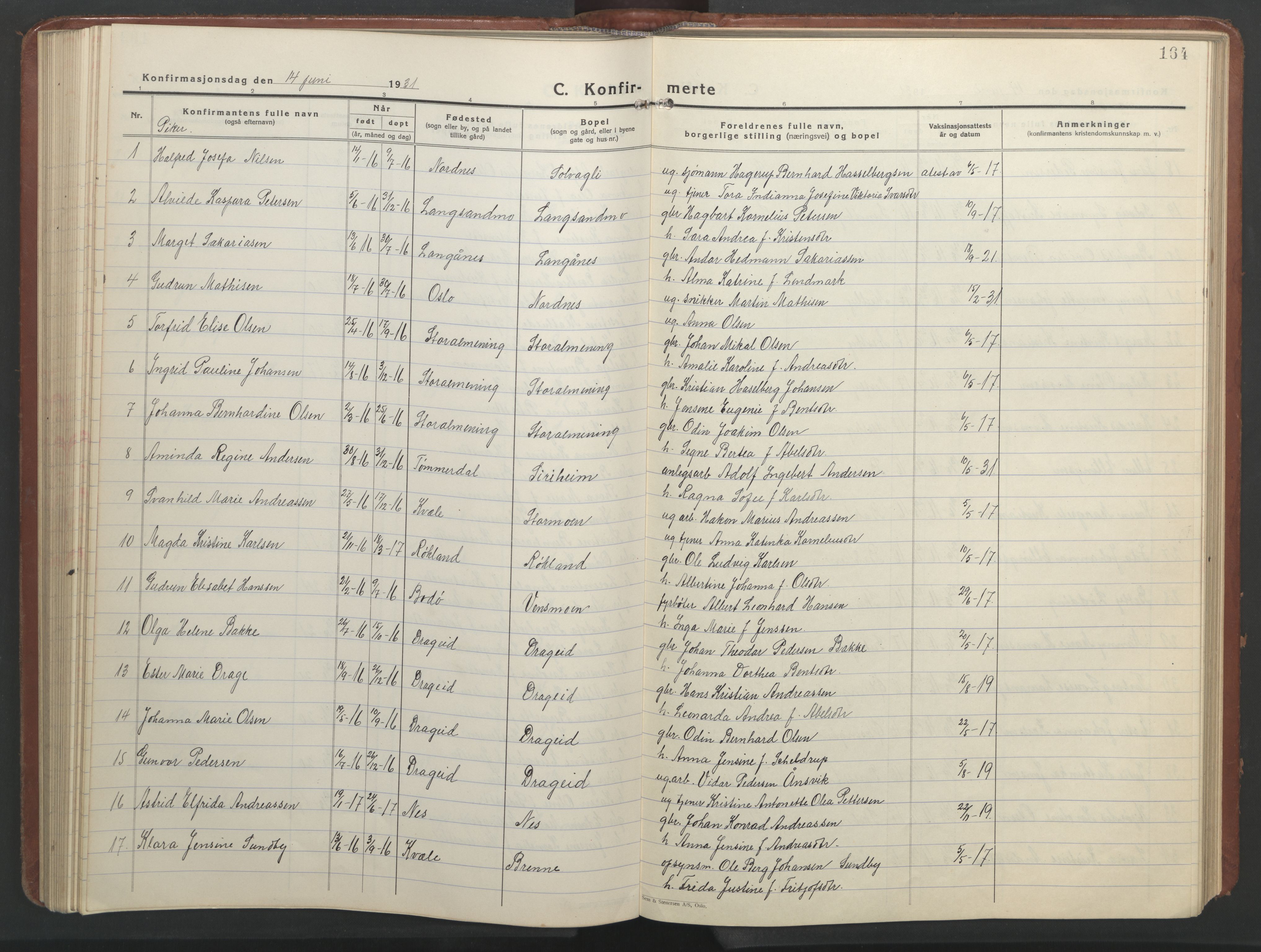 Ministerialprotokoller, klokkerbøker og fødselsregistre - Nordland, SAT/A-1459/847/L0680: Parish register (copy) no. 847C08, 1930-1947, p. 164