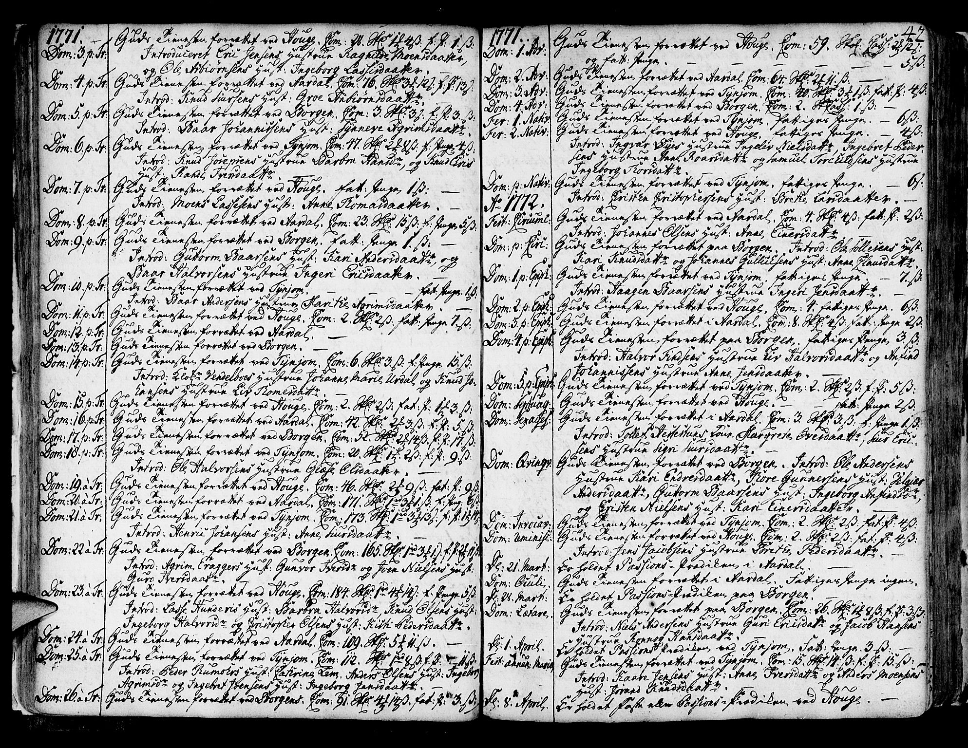 Lærdal sokneprestembete, SAB/A-81201: Parish register (official) no. A 2, 1752-1782, p. 42