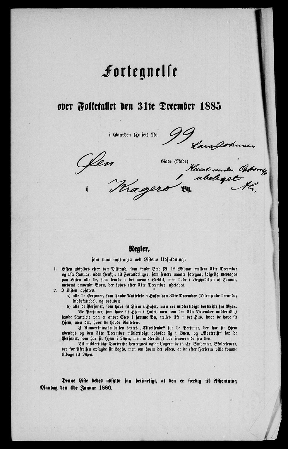 SAKO, 1885 census for 0801 Kragerø, 1885, p. 654