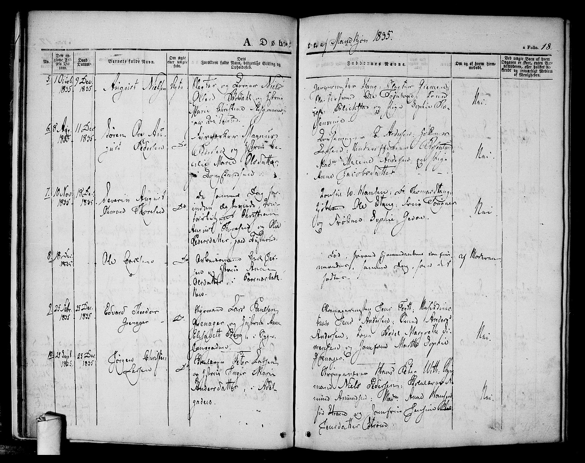 Halden prestekontor Kirkebøker, SAO/A-10909/F/Fa/L0005: Parish register (official) no. I 5, 1834-1845, p. 18