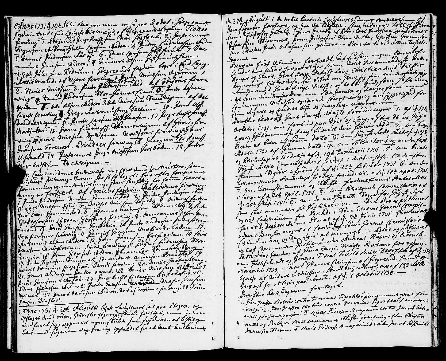 Nordland og Finnmarks lagstol, AV/SAT-A-5608/X/L0006: Justisprotokoll, 1730-1740, p. 90b-91a