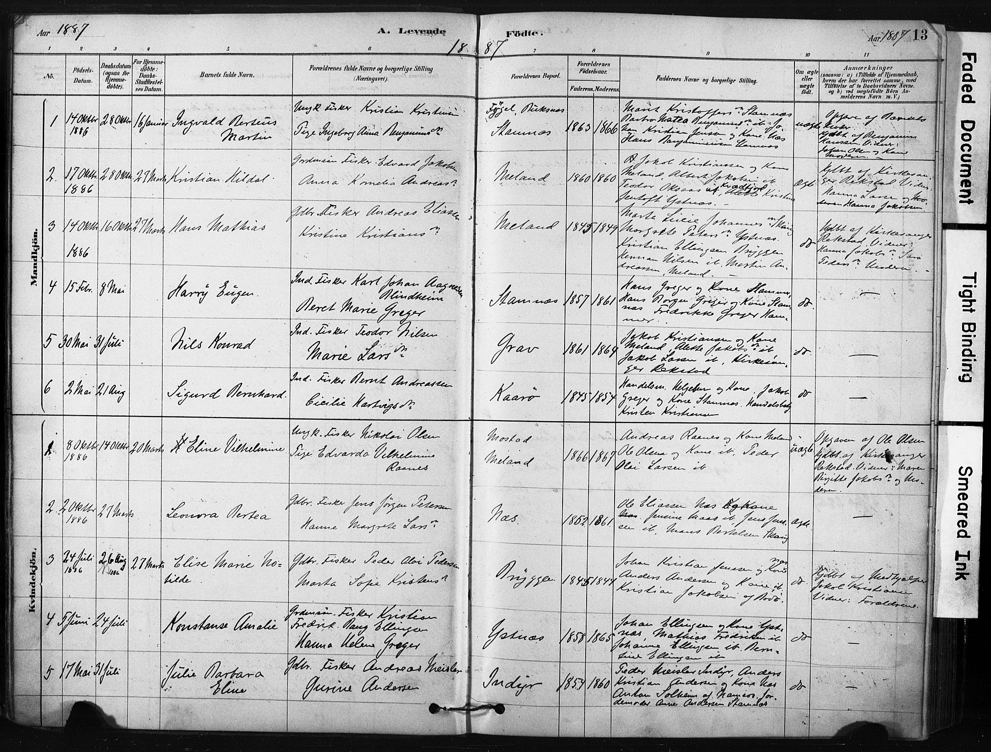 Ministerialprotokoller, klokkerbøker og fødselsregistre - Nordland, AV/SAT-A-1459/808/L0128: Parish register (official) no. 808A01, 1880-1902, p. 13