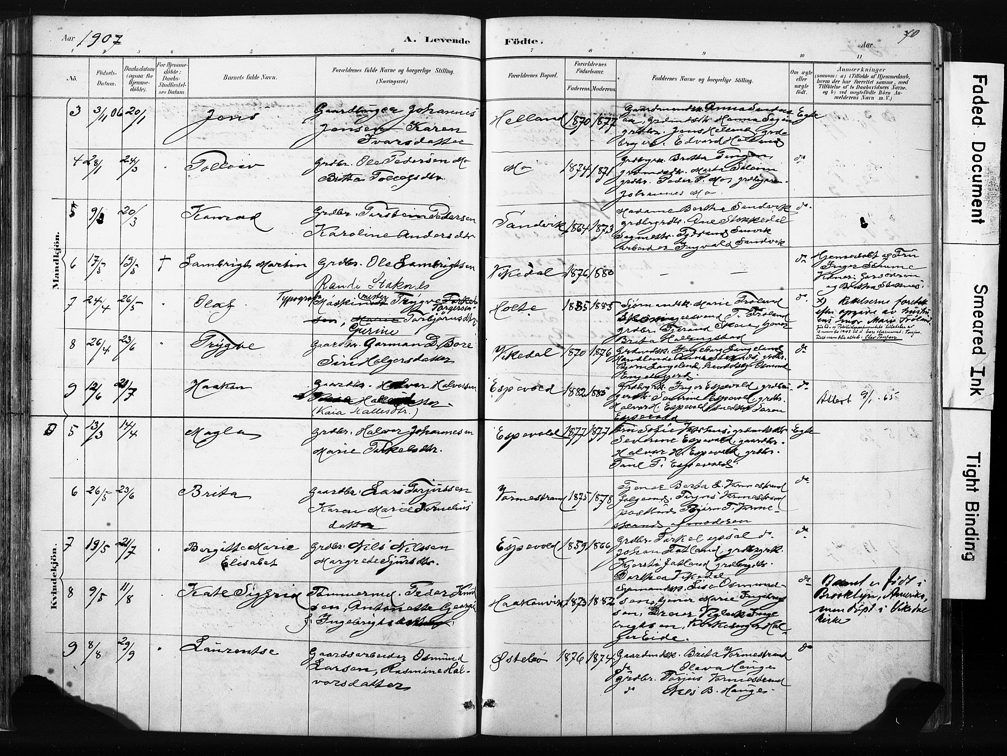 Vikedal sokneprestkontor, AV/SAST-A-101840/01/IV: Parish register (official) no. A 10, 1884-1907, p. 70