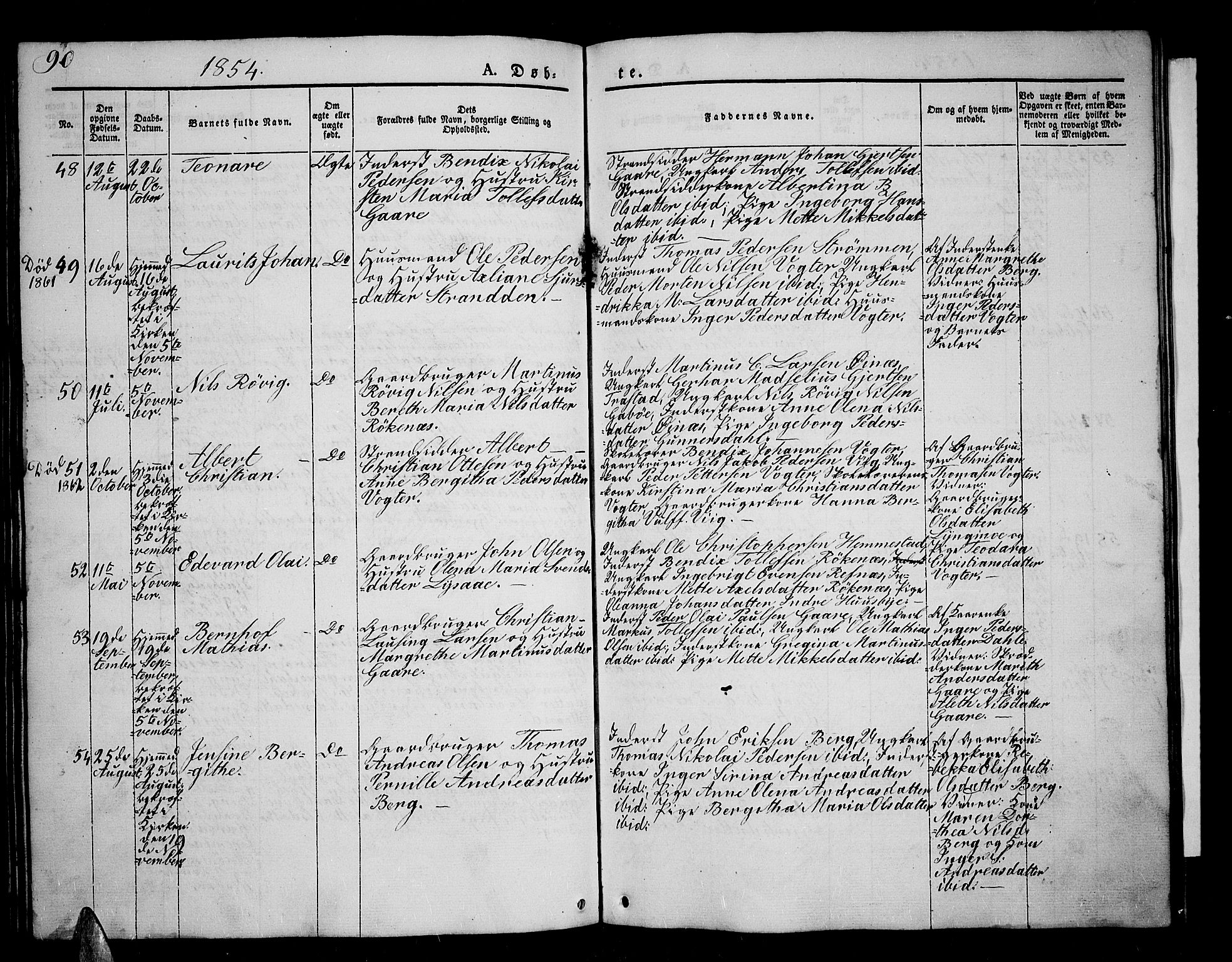 Kvæfjord sokneprestkontor, AV/SATØ-S-1323/G/Ga/Gab/L0002klokker: Parish register (copy) no. 2, 1841-1855, p. 90