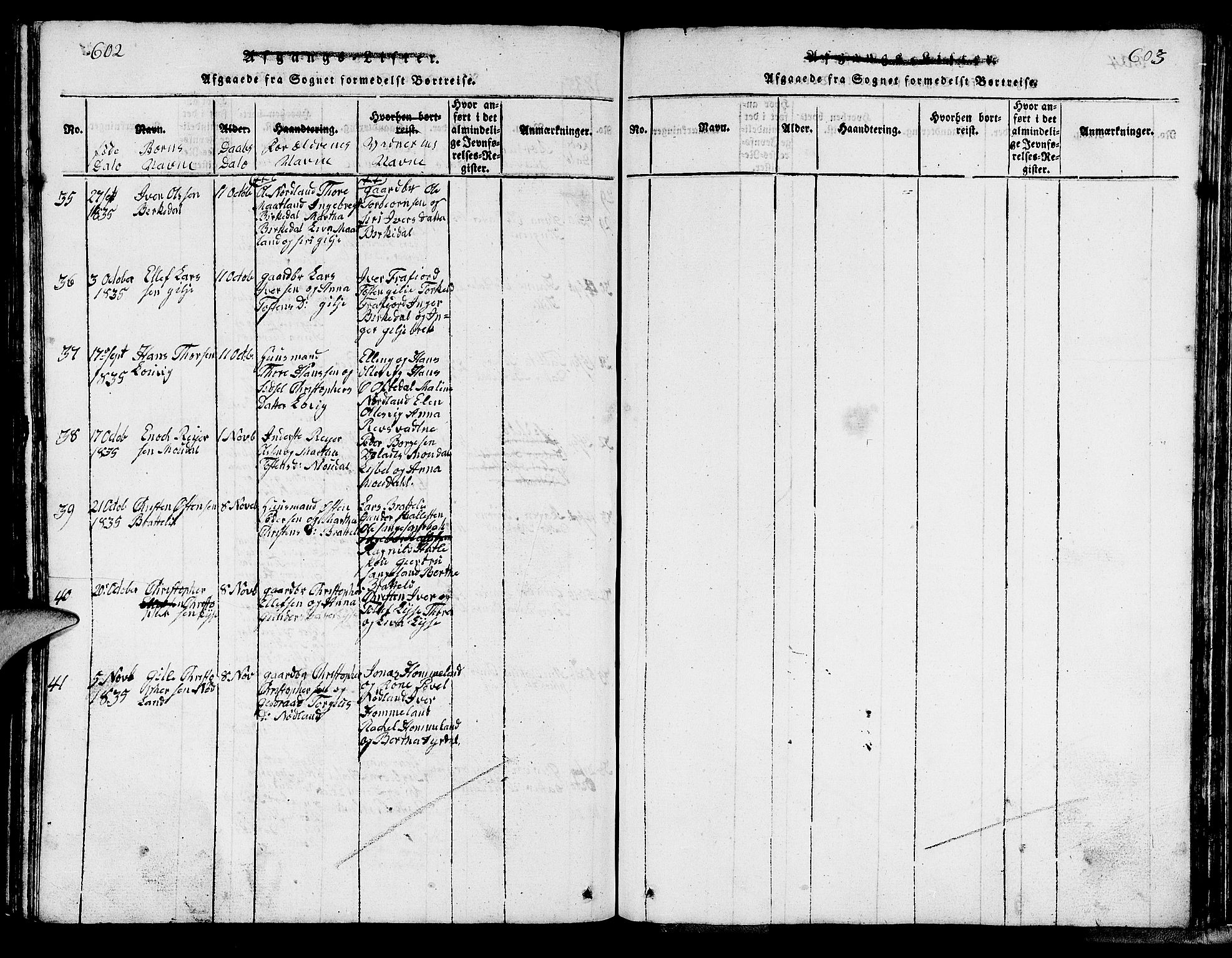 Strand sokneprestkontor, SAST/A-101828/H/Ha/Hab/L0002: Parish register (copy) no. B 2, 1816-1854, p. 602-603