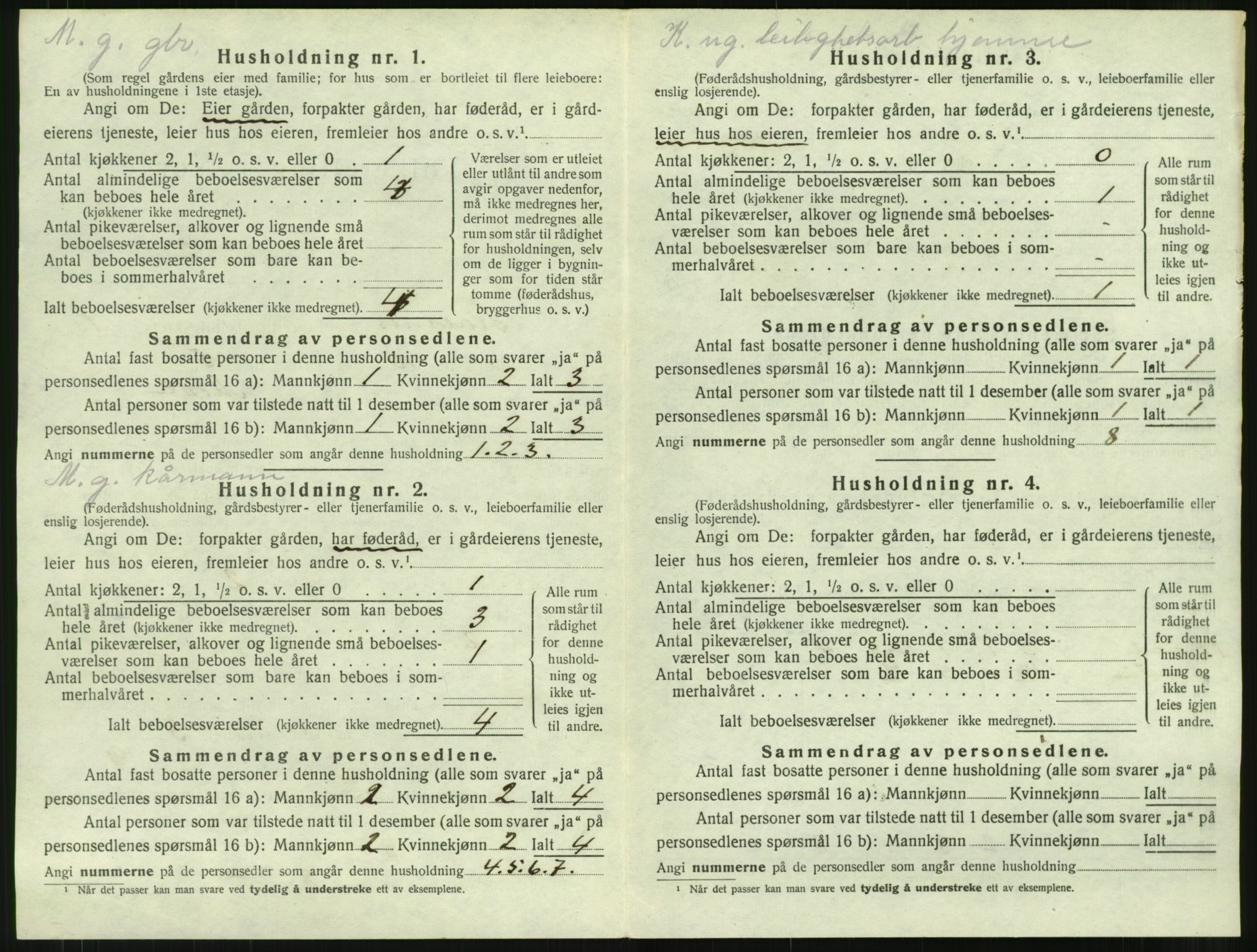 SAT, 1920 census for Kvernes, 1920, p. 22