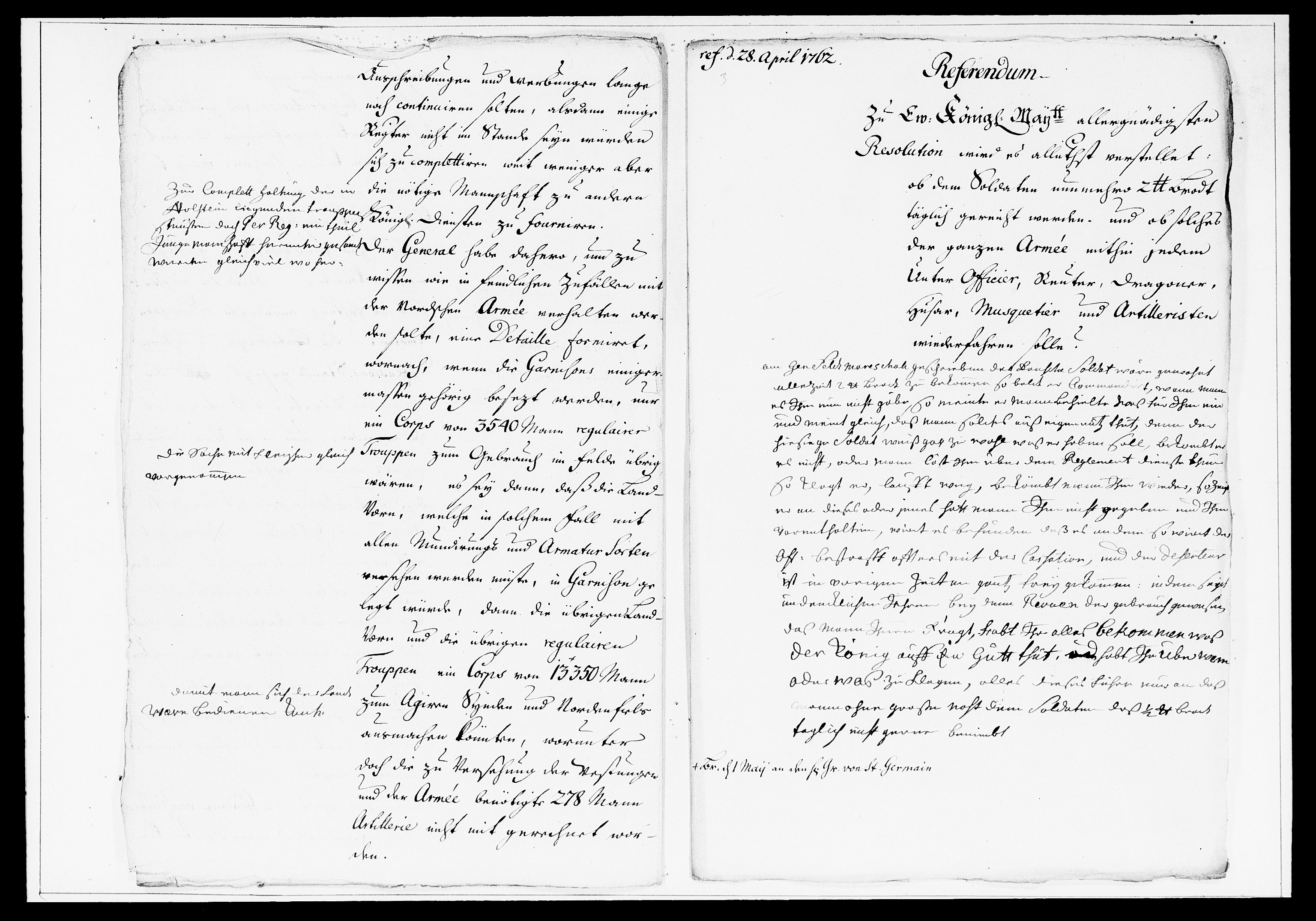 Krigskollegiet, Krigskancelliet, DRA/A-0006/-/1386-1405: Refererede sager, 1762, p. 340