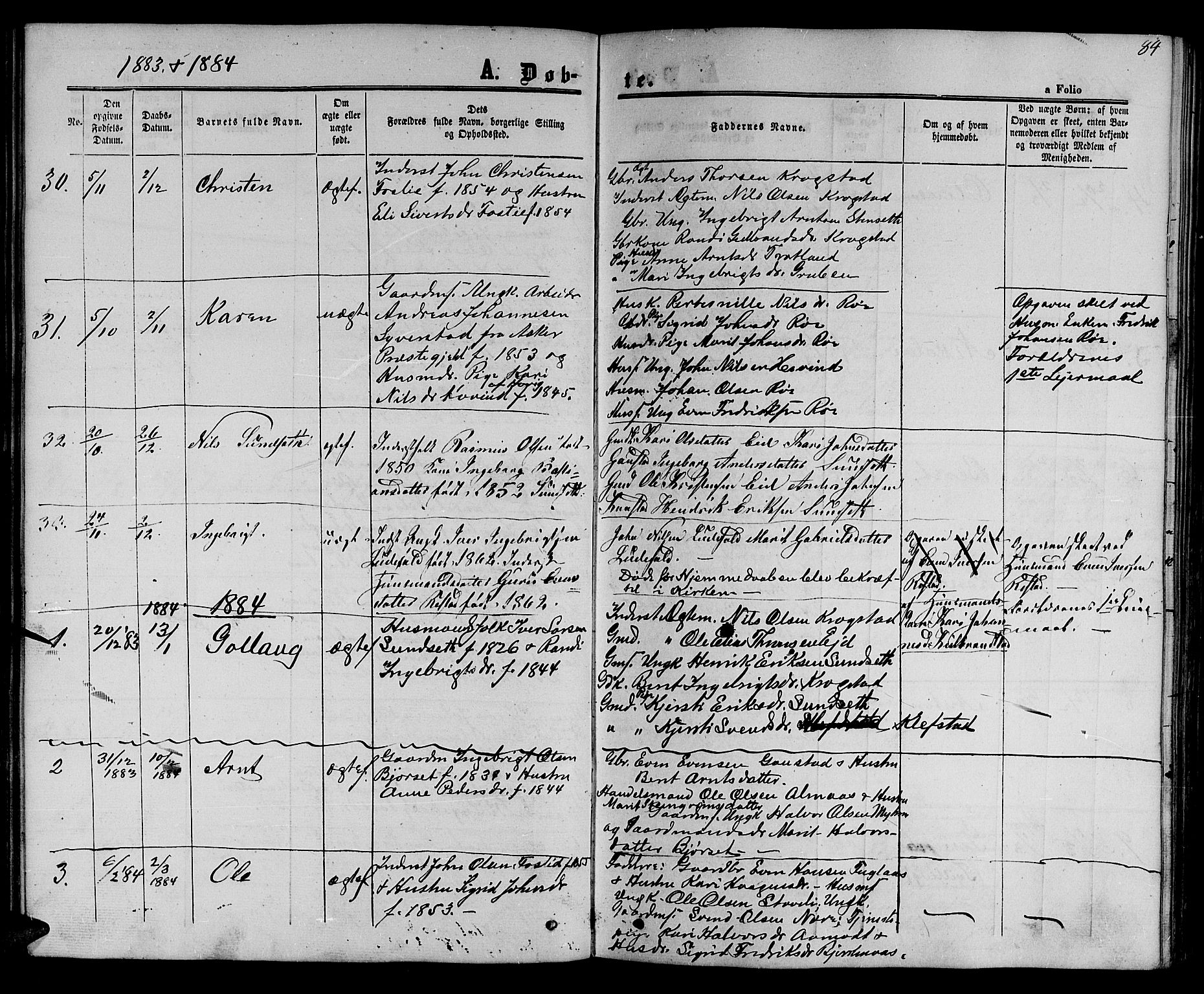 Ministerialprotokoller, klokkerbøker og fødselsregistre - Sør-Trøndelag, SAT/A-1456/694/L1131: Parish register (copy) no. 694C03, 1858-1886, p. 84