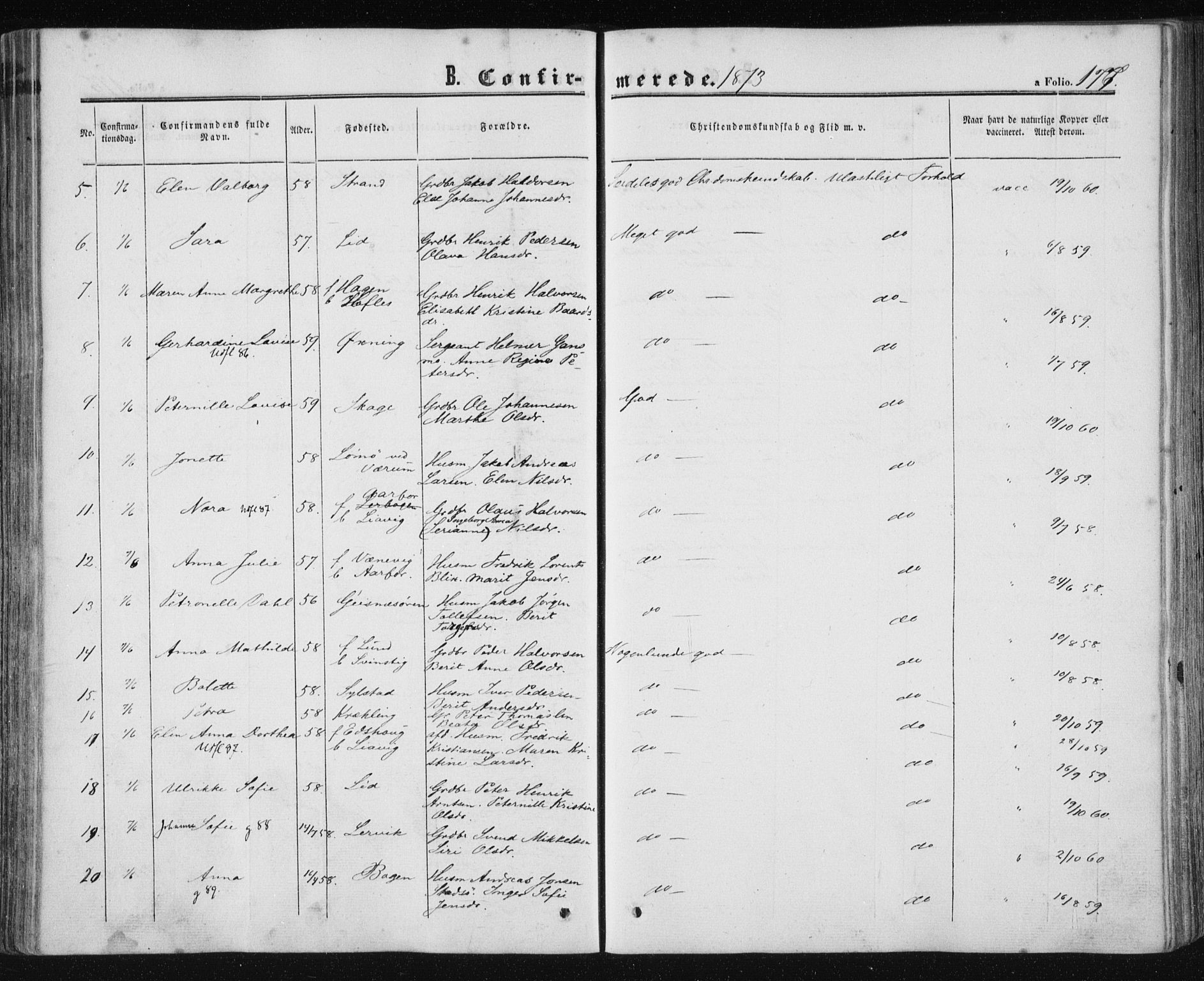Ministerialprotokoller, klokkerbøker og fødselsregistre - Nord-Trøndelag, SAT/A-1458/780/L0641: Parish register (official) no. 780A06, 1857-1874, p. 177