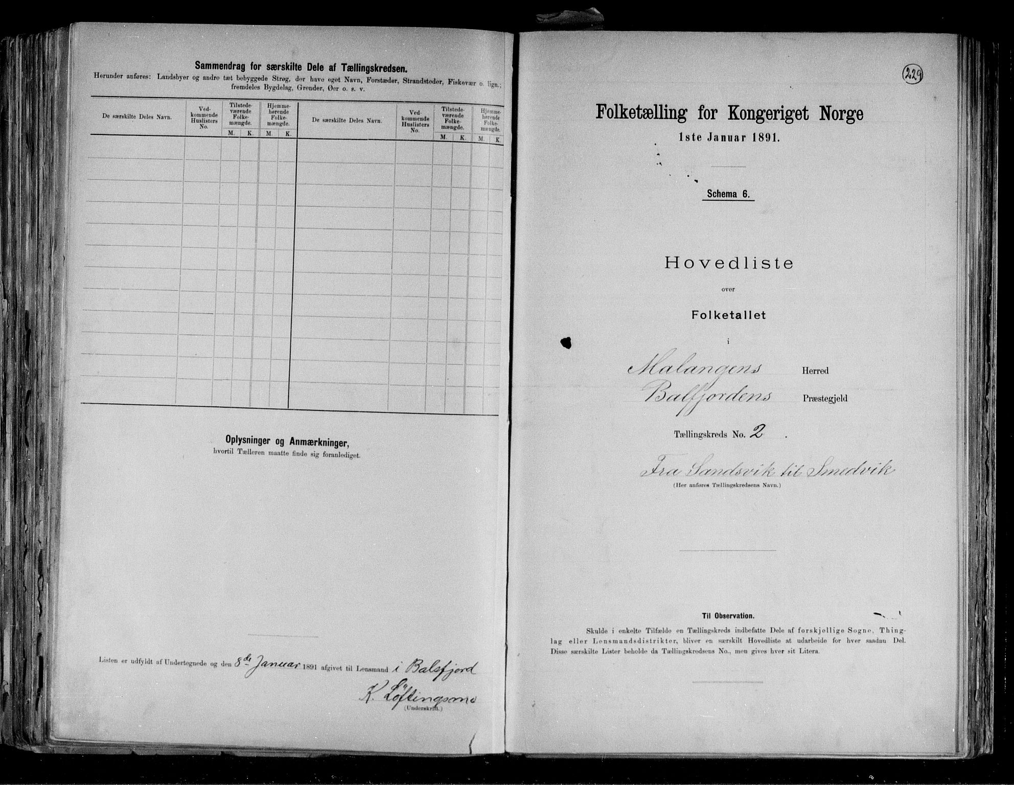 RA, 1891 census for 1932 Malangen, 1891, p. 6