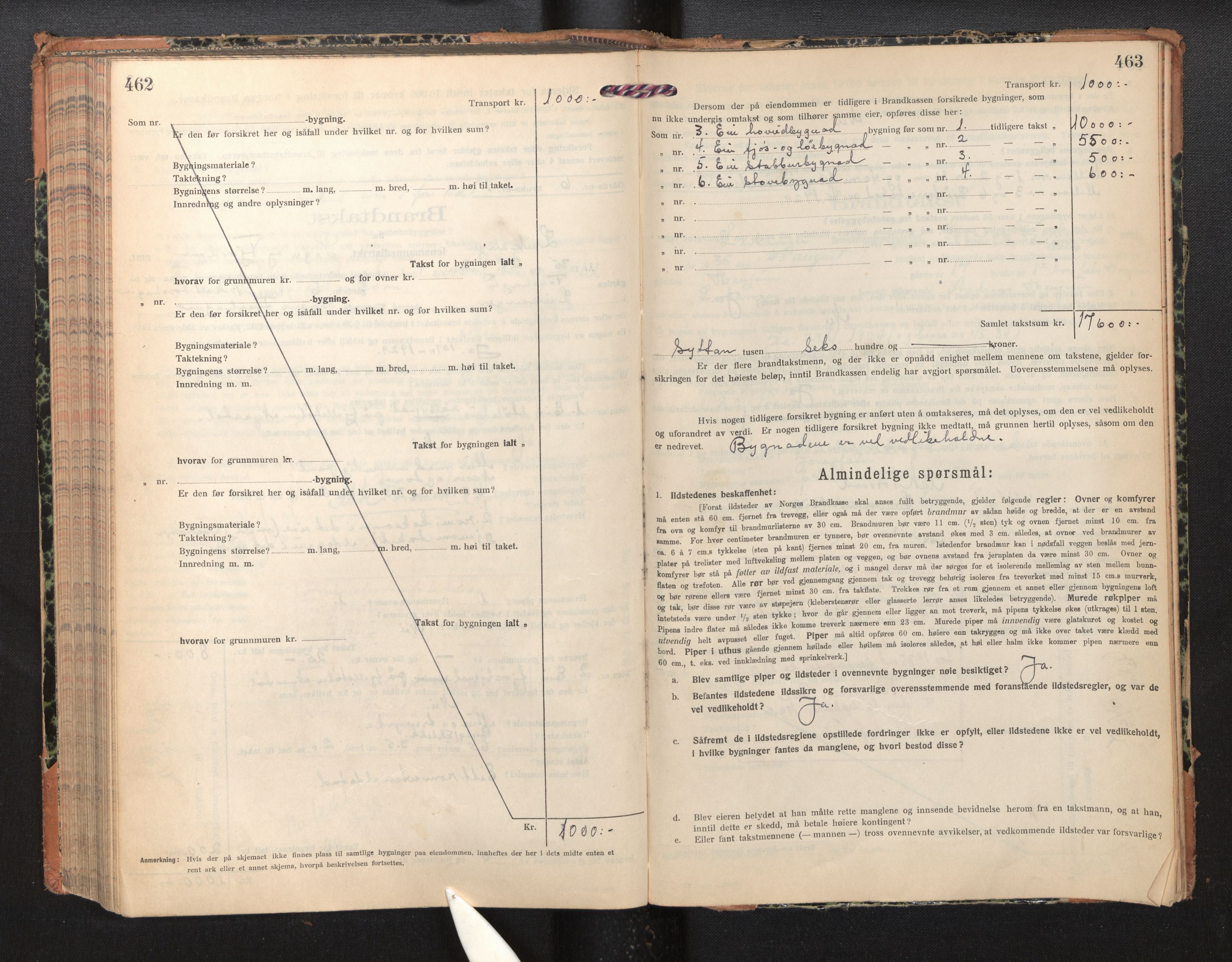 Lensmannen i Leikanger, AV/SAB-A-29201/0012/L0007: Branntakstprotokoll, skjematakst, 1926-1936, p. 462-463