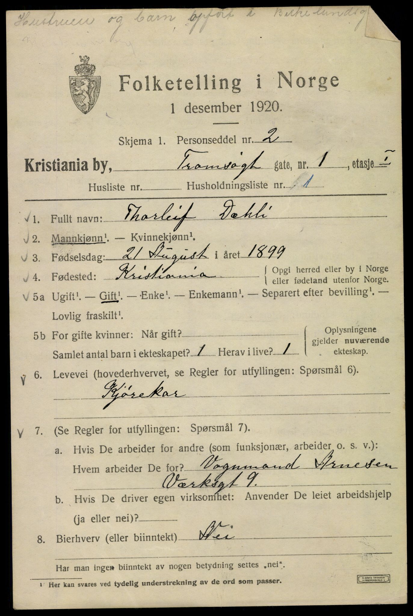 SAO, 1920 census for Kristiania, 1920, p. 597005