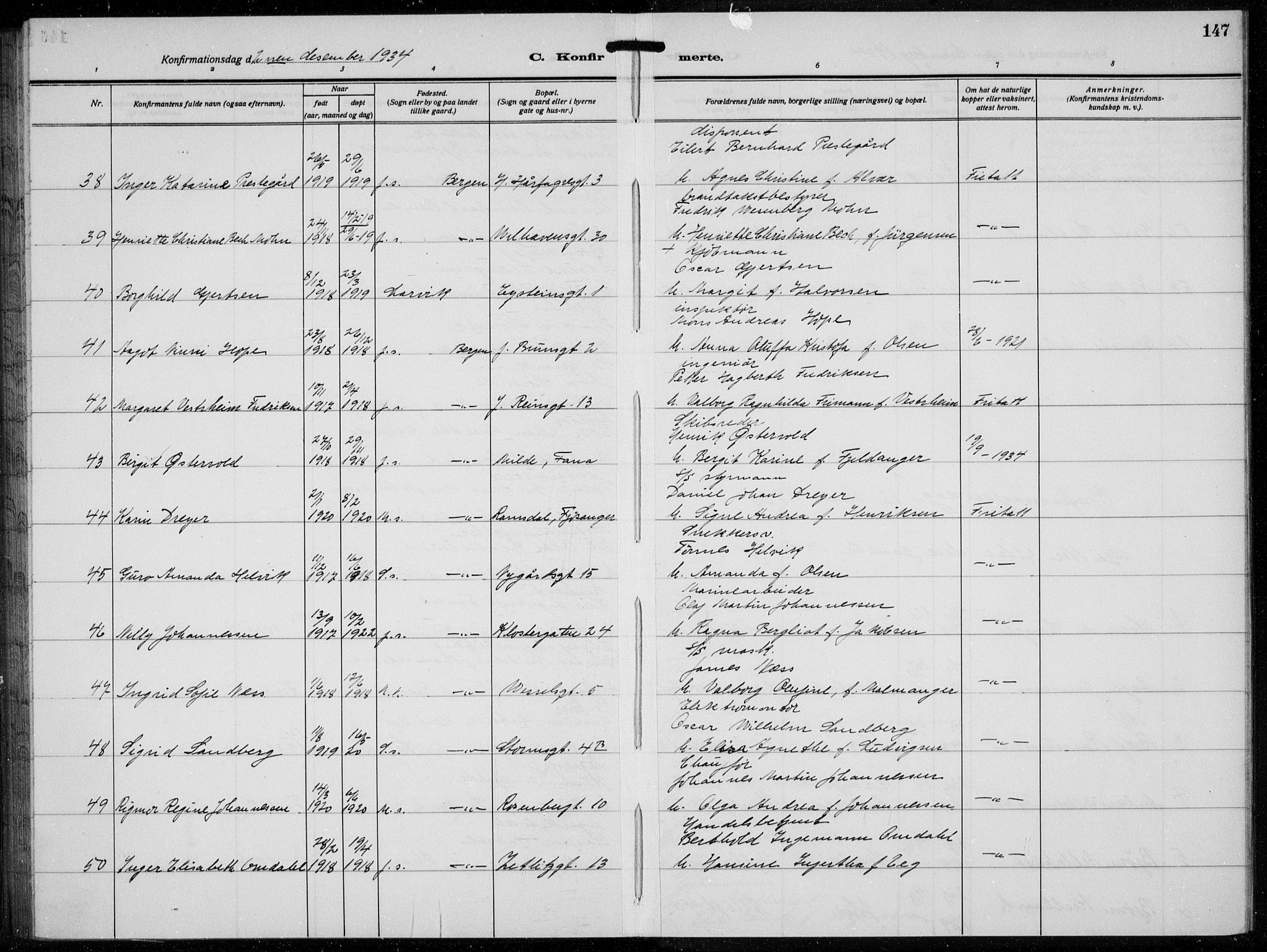 Johanneskirken sokneprestembete, AV/SAB-A-76001/H/Hab: Parish register (copy) no. B  3, 1925-1935, p. 146b-147a