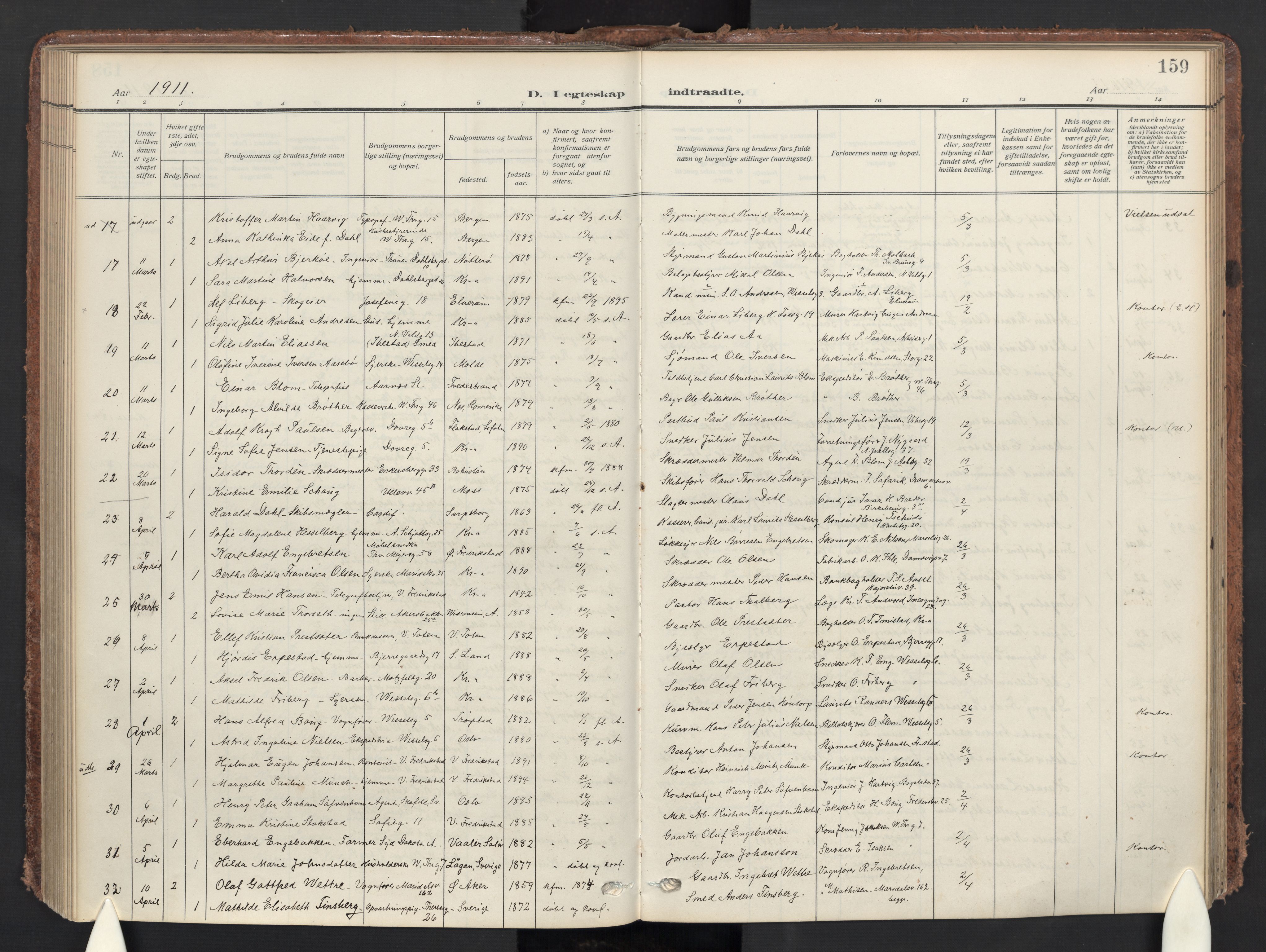 Gamle Aker prestekontor Kirkebøker, SAO/A-10617a/F/L0015: Parish register (official) no. 15, 1911-1924, p. 159