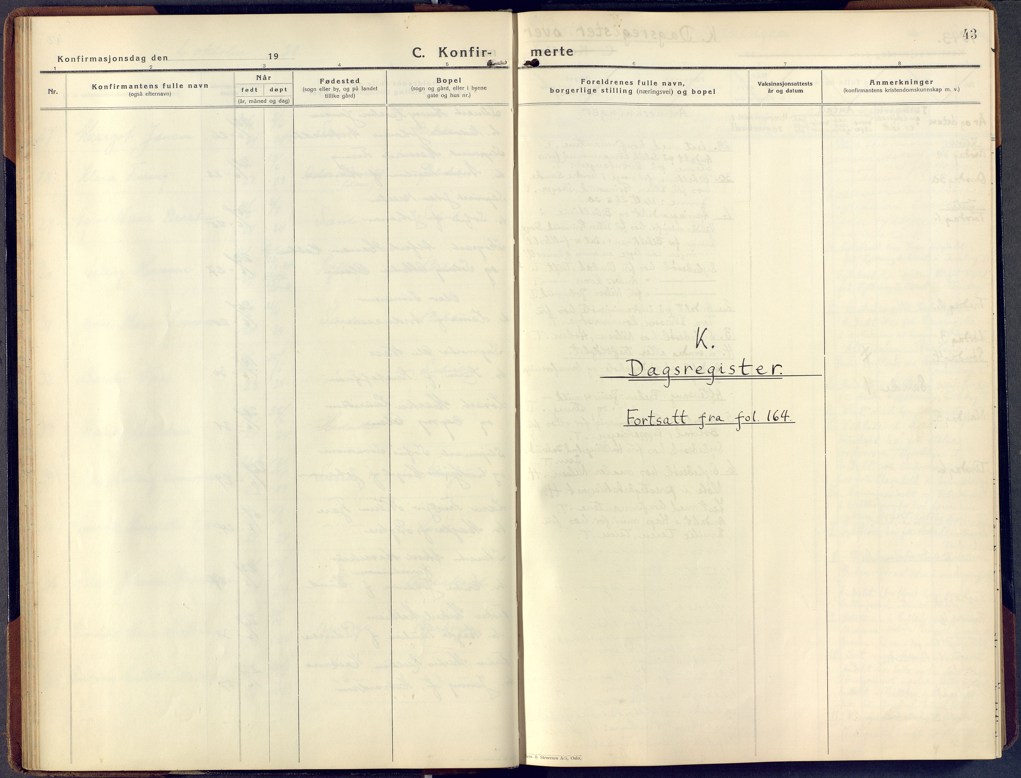 Sande Kirkebøker, AV/SAKO-A-53/F/Fa/L0010: Parish register (official) no. 9, 1932-1938, p. 43